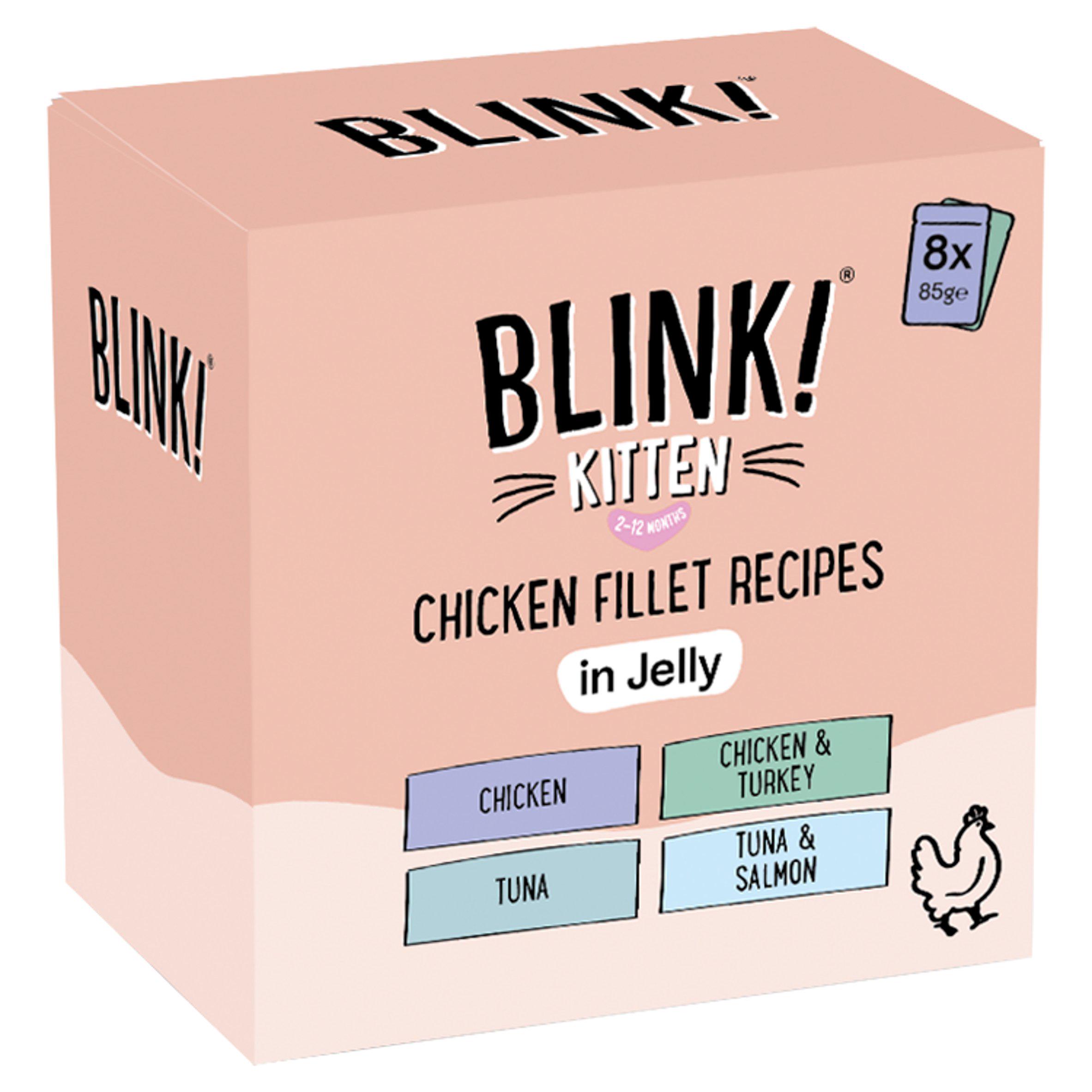 Blink! Kitten Wet Chicken & Fish Premium Fillets in Jelly Multipack Pouches