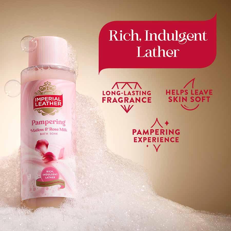 Imperial Leather Pampering Bath Soak Mallow & Rose Milk 500ml thumbnail 3