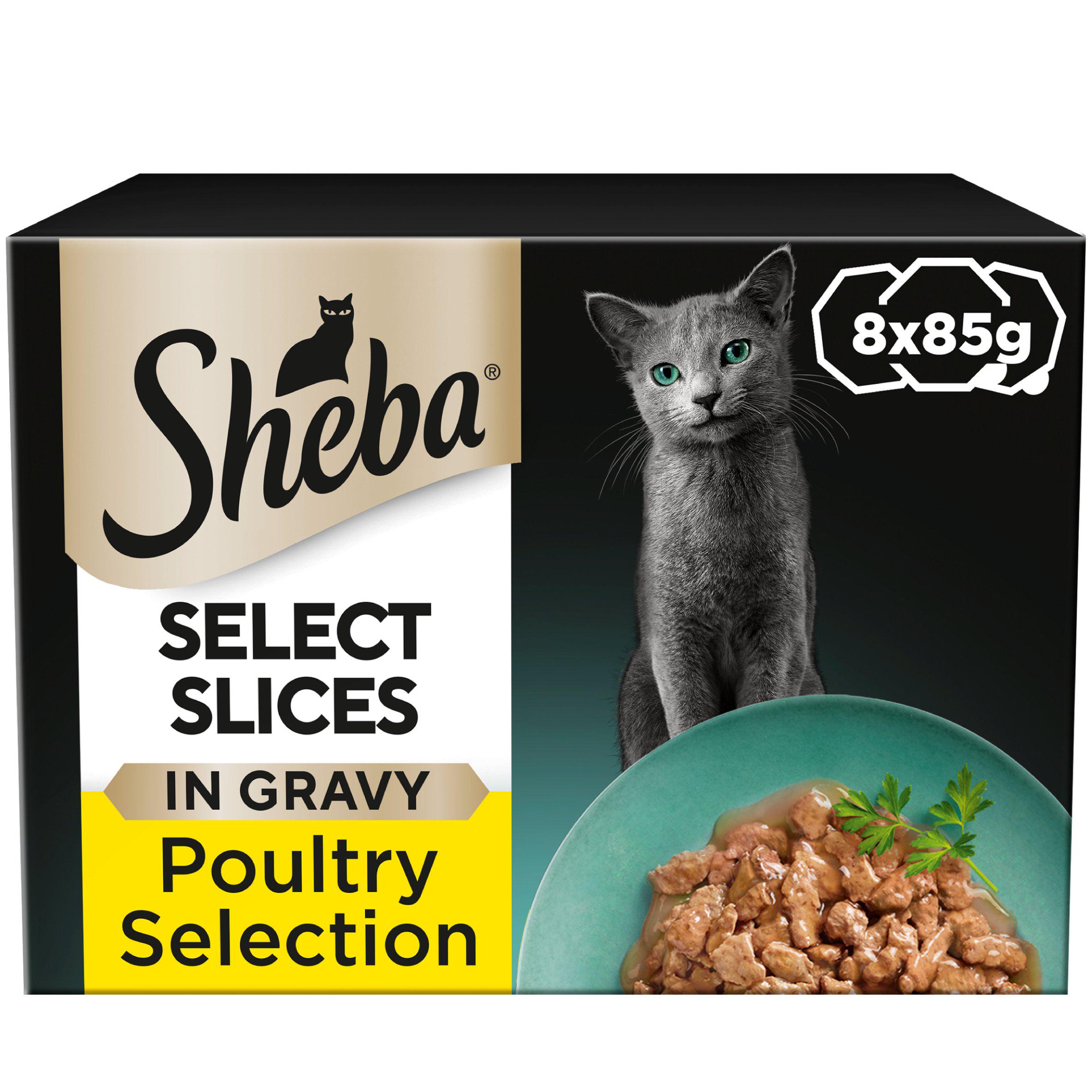 Sheba Select Slices Cat Food Tray Mixed Poultry Collection in Gravy 8 Pack