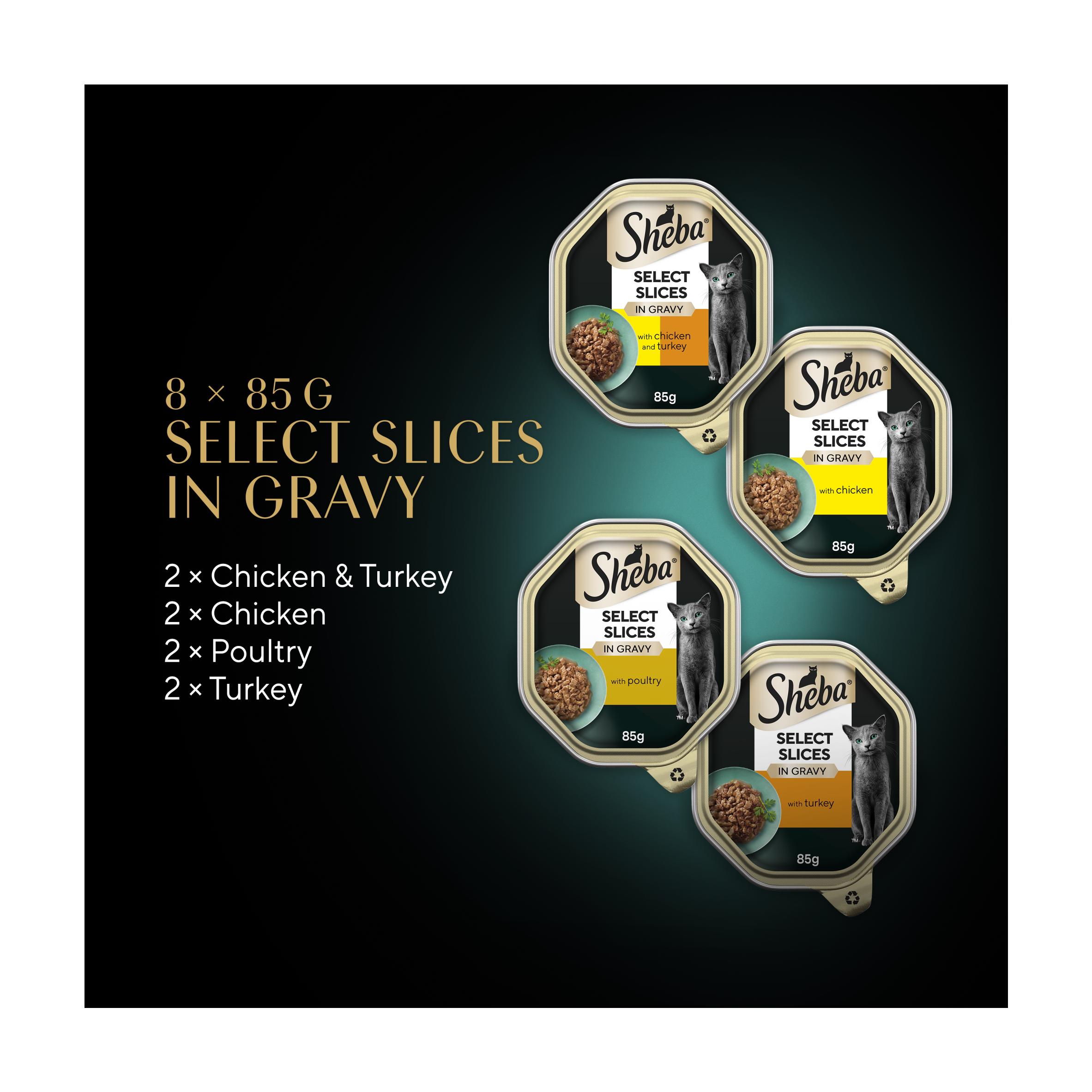 Sheba Select Slices Mixed Poultry Collection in Gravy Cat Food Tray 8 x 85g thumbnail 4