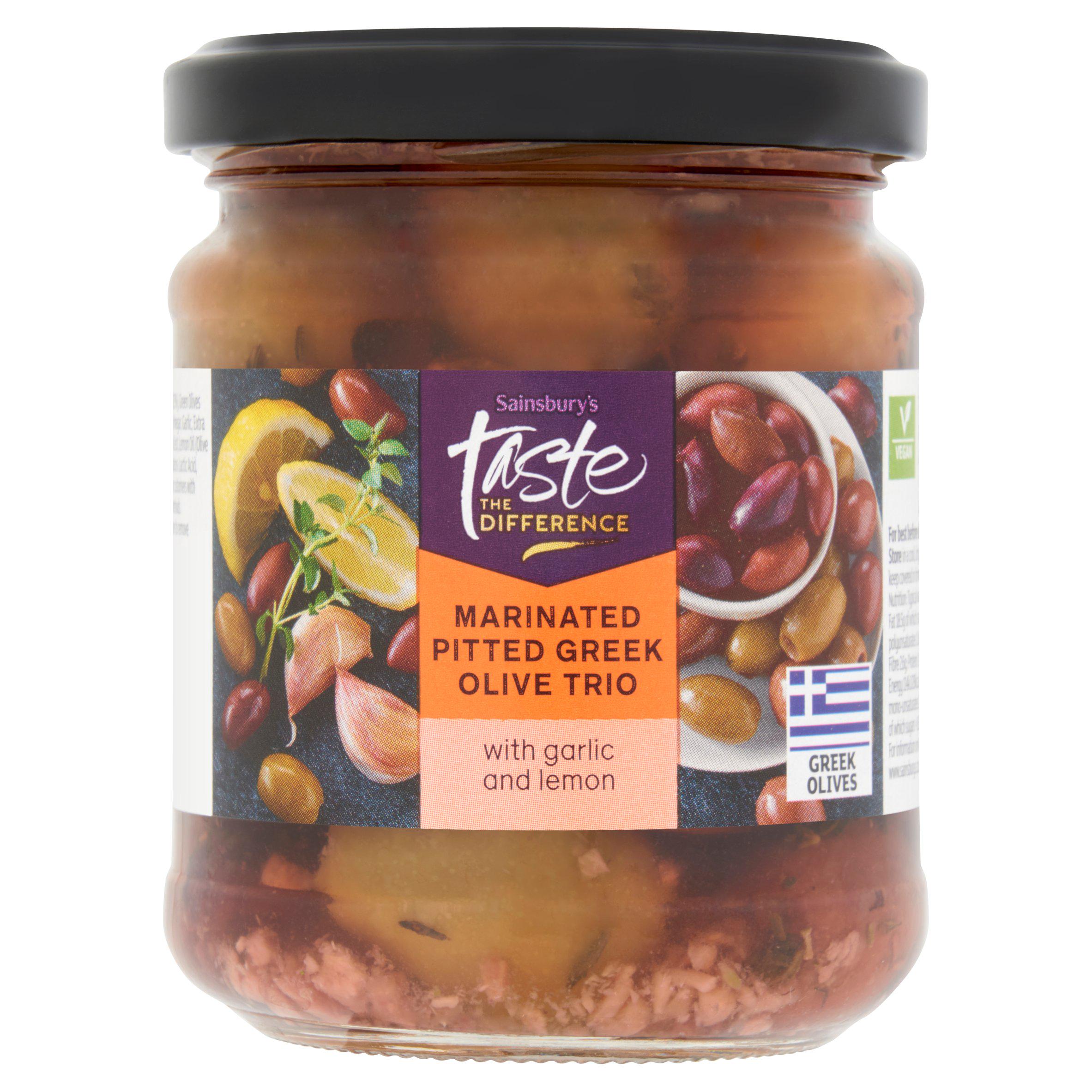 Sainsbury's Marinated Pitted Greek Olive Trio, Taste the Difference 190g (102*)