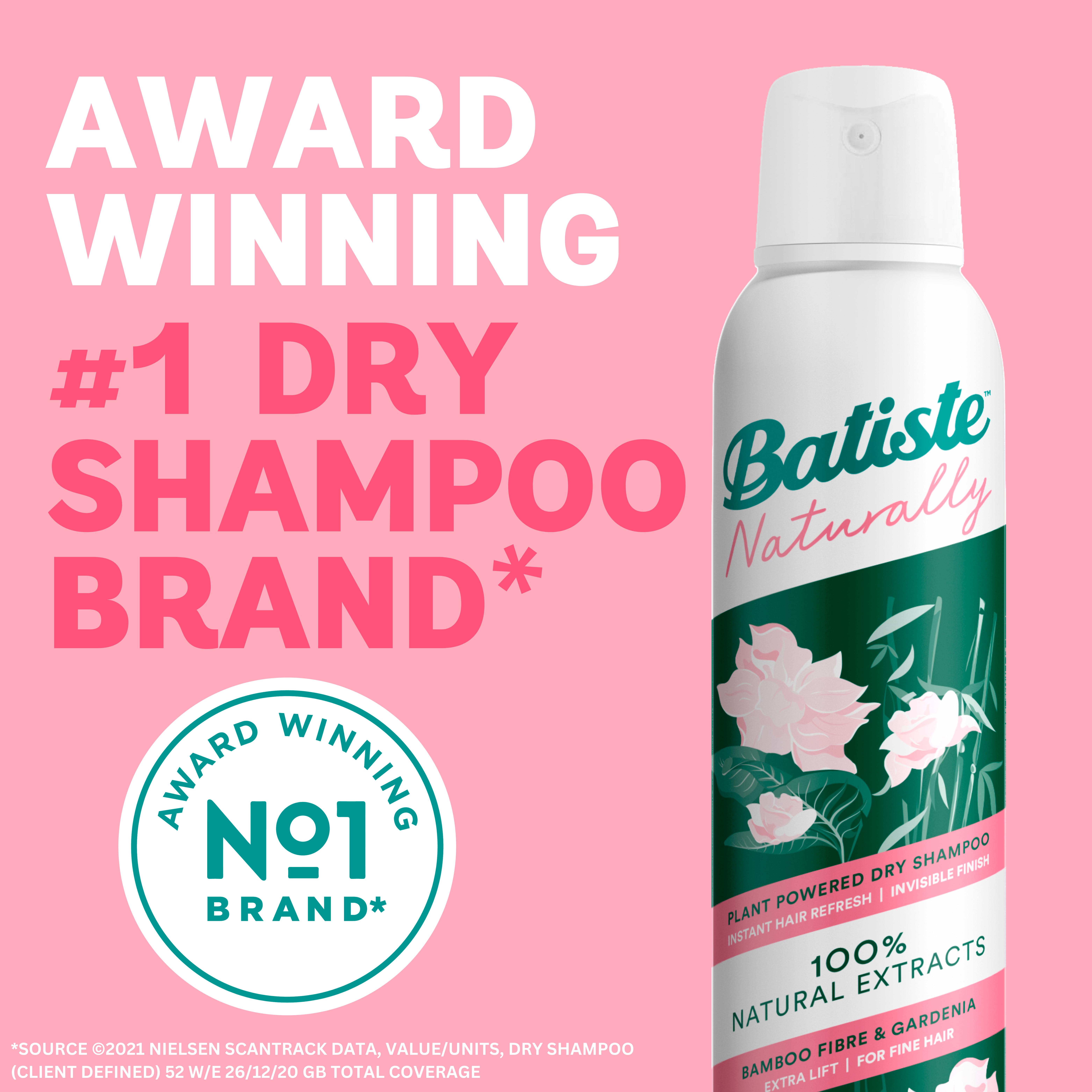 Batiste Naturally Dry Shampoo Bamboo Fibre & Gardenia 200ml thumbnail 2