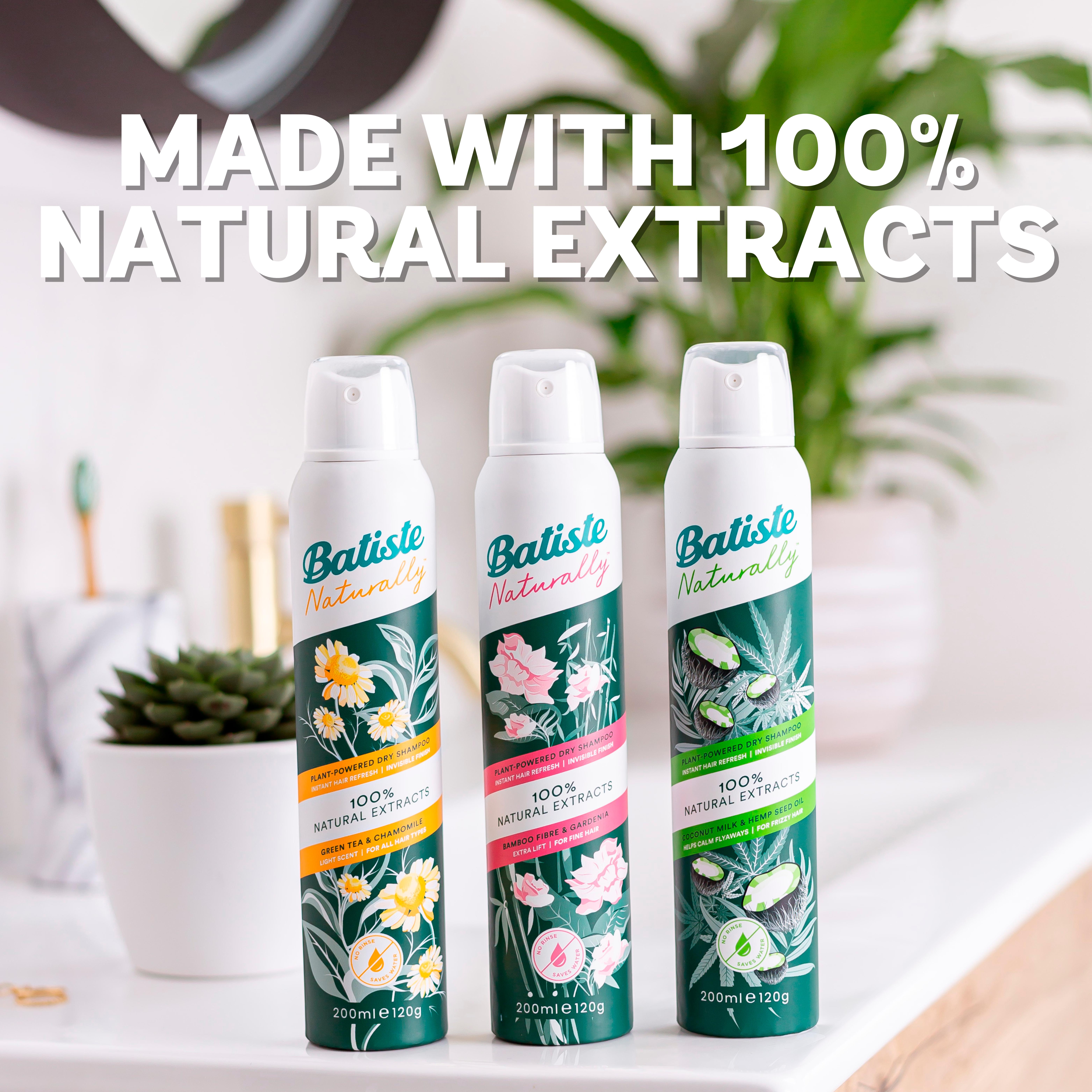 Batiste Naturally Dry Shampoo Bamboo Fibre & Gardenia 200ml thumbnail 3