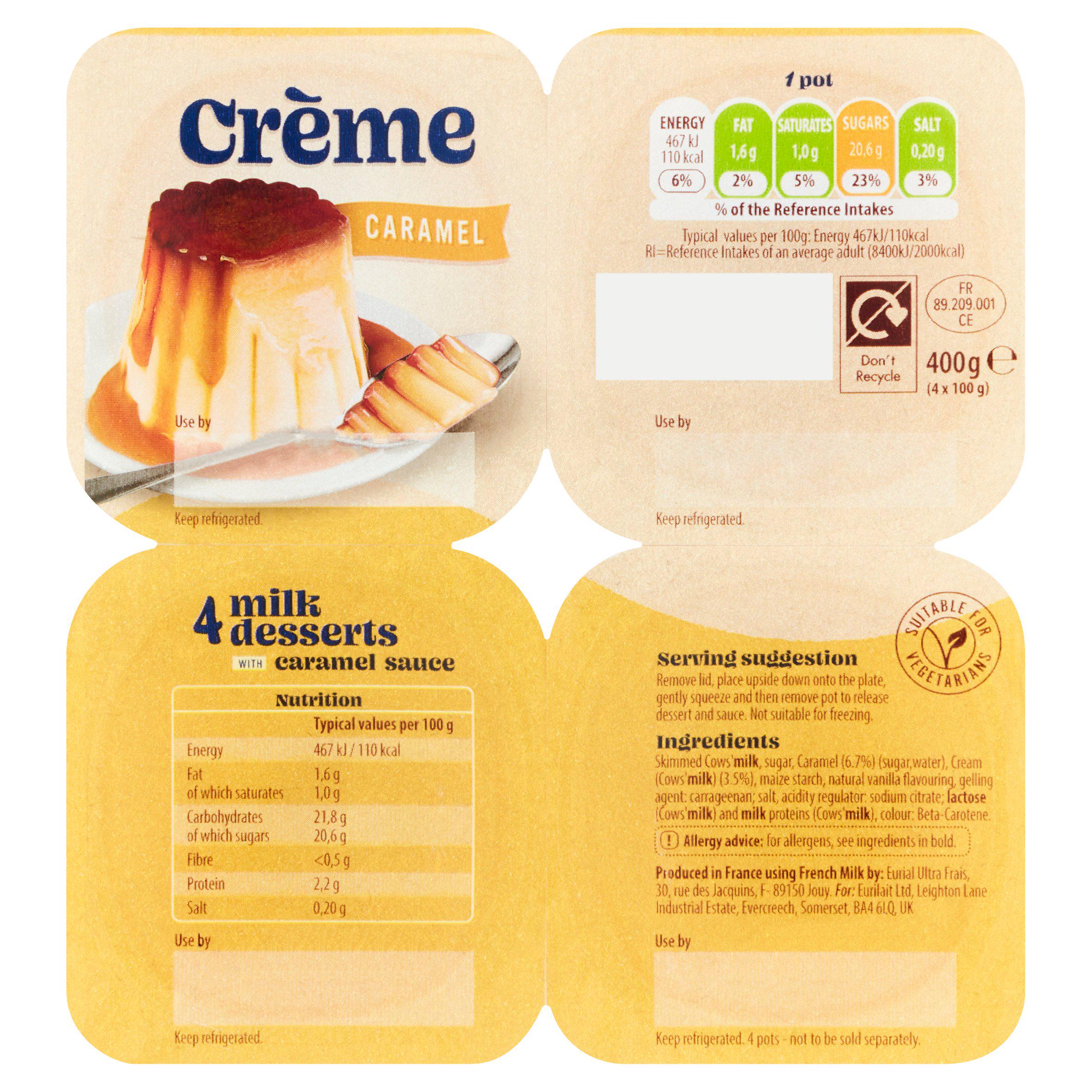 Crème Caramel Milk Desserts with Caramel Sauce 4x100g