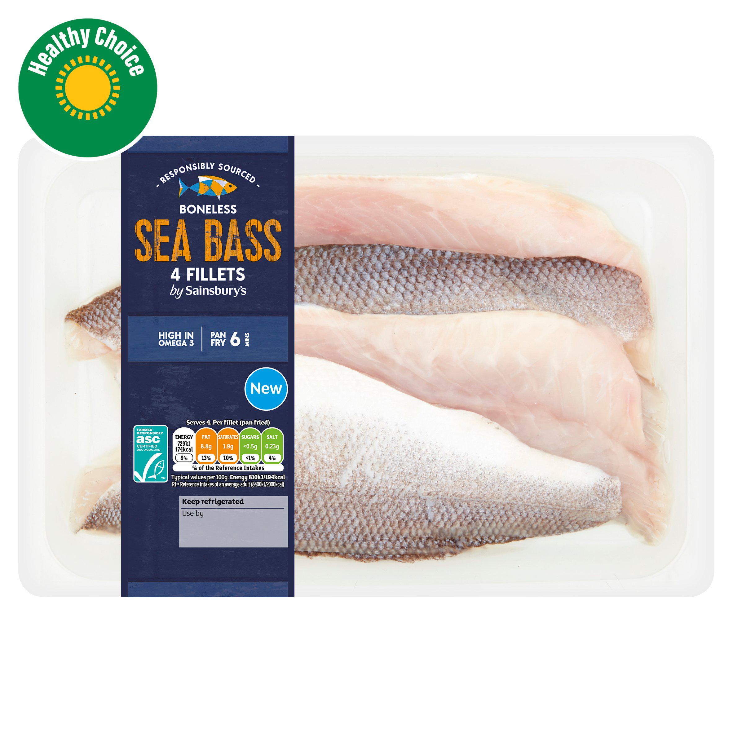 Sainsbury's Sea Bass Fillets ASC x4 360g
