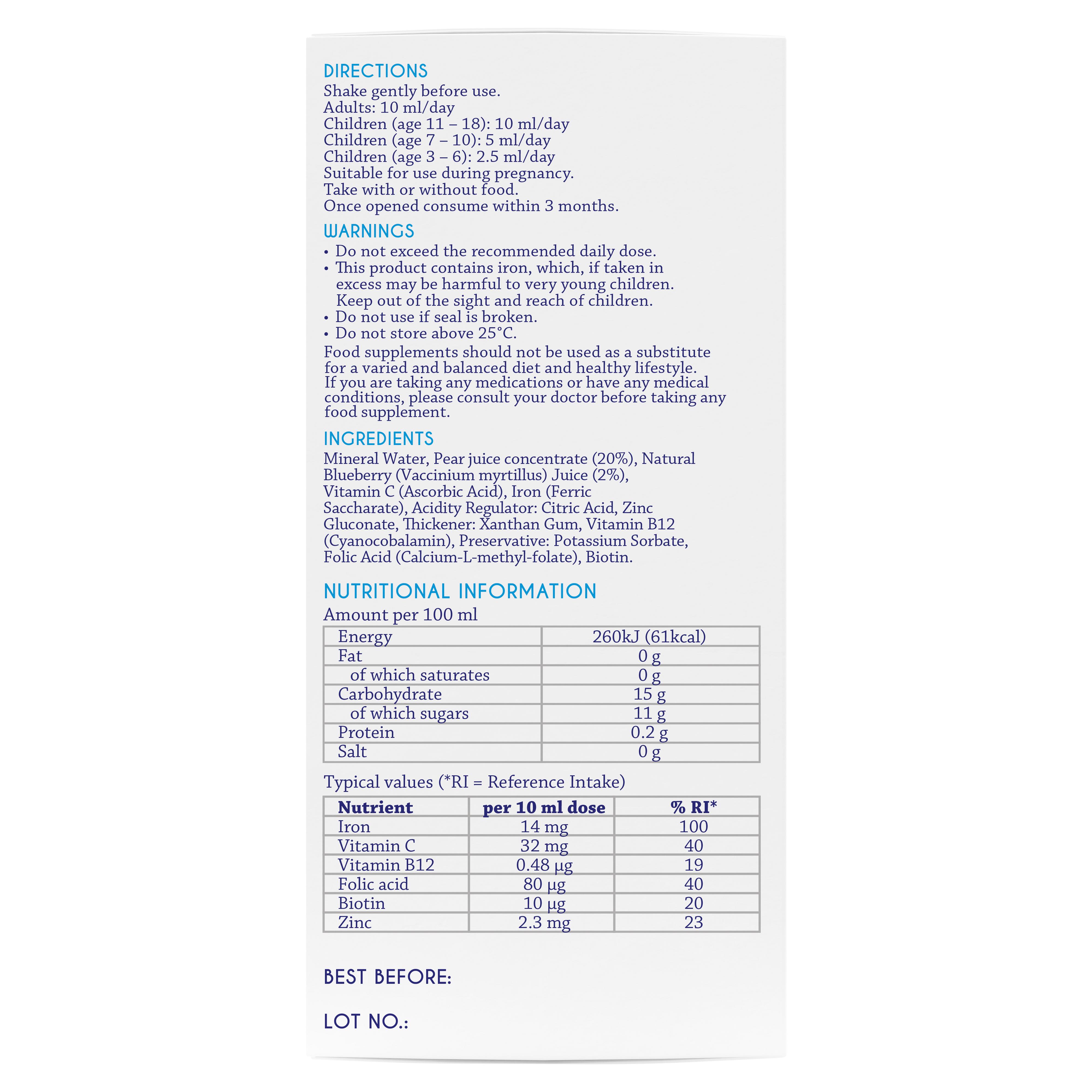 Blue Iron Liquid Food Supplement with Added Vitamins 250ml thumbnail 5
