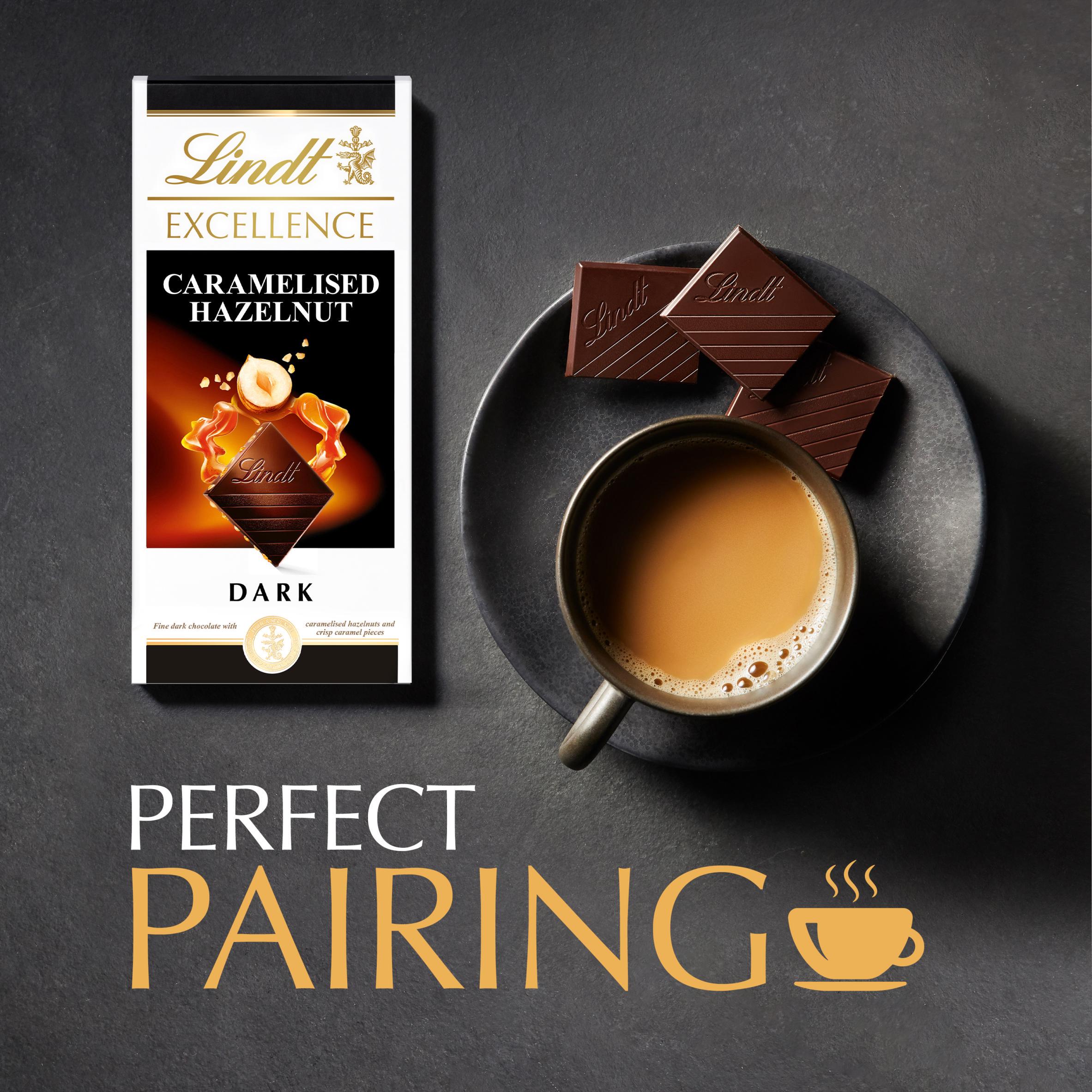 Lindt Excellence Caramelised Hazelnut Dark Chocolate Bar 100g thumbnail 4