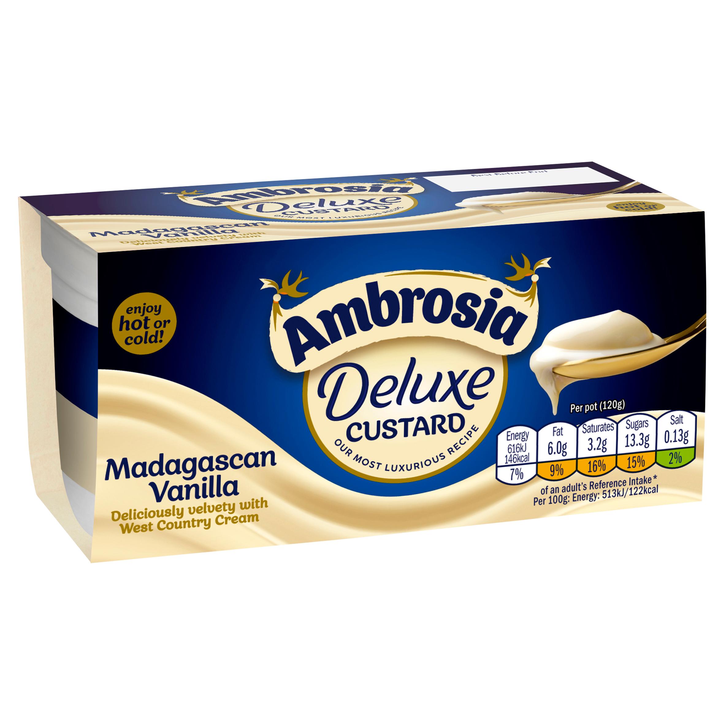 Ambrosia Deluxe 2 x 120g Madagascan Vanilla Custard Dessert Snack Pots thumbnail 2