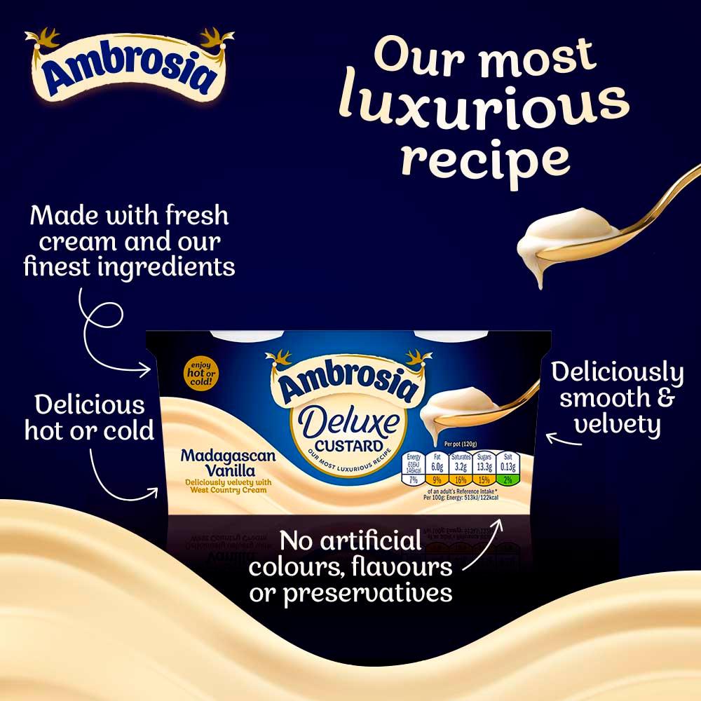 Ambrosia Deluxe 2 x 120g Madagascan Vanilla Custard Dessert Snack Pots thumbnail 4