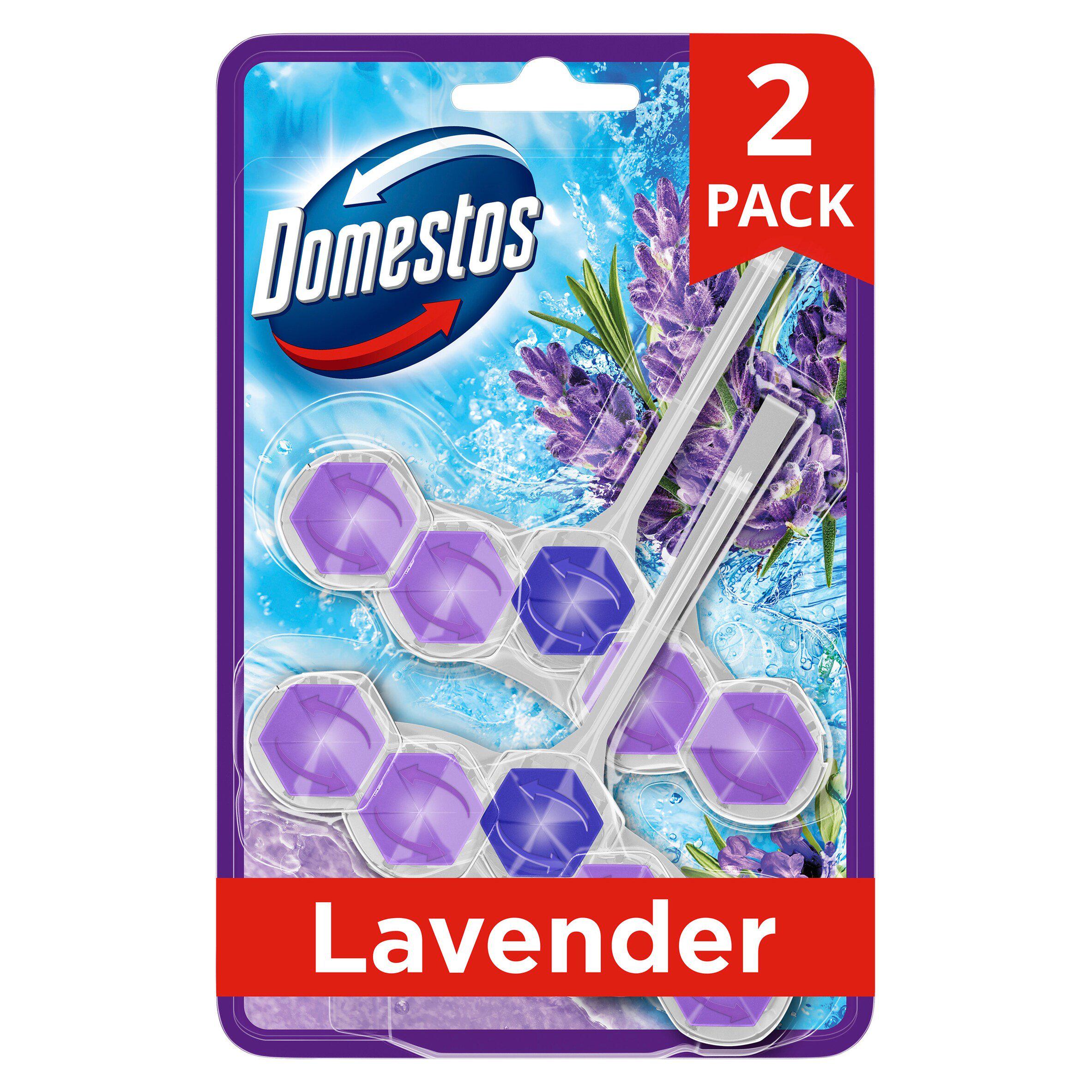 Domestos Power 5 Duo Pack Toilet Rim Block Lavender 2x 55 g