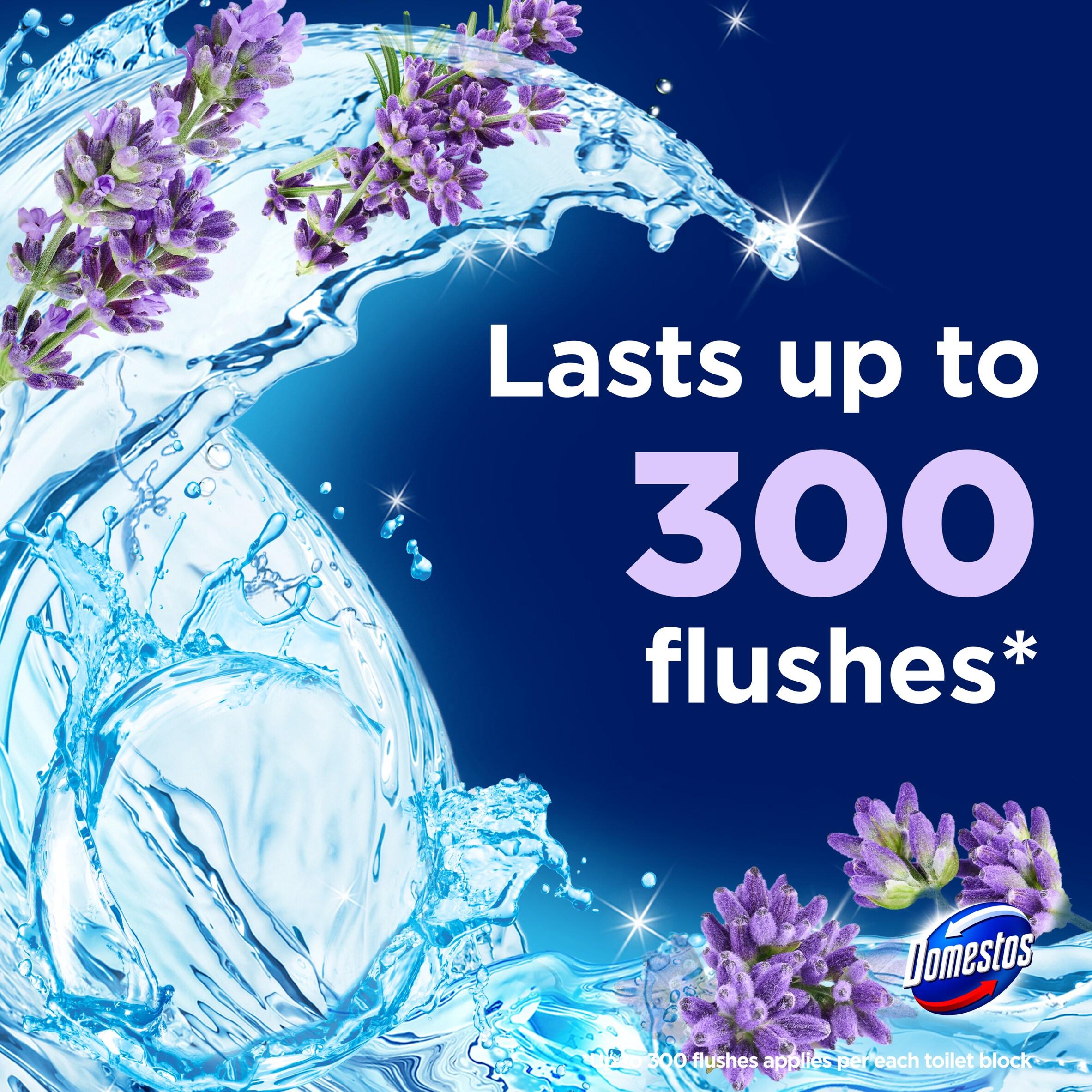 Domestos Power 5 Lavender Toilet Freshener Rim Block Cleaner Duo Pack 2x50g thumbnail 3