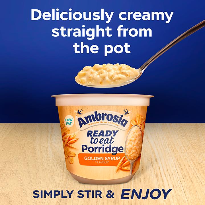 Ambrosia Ready to Eat Porridge Oat Cereal Pot Golden Syrup 210g thumbnail 2