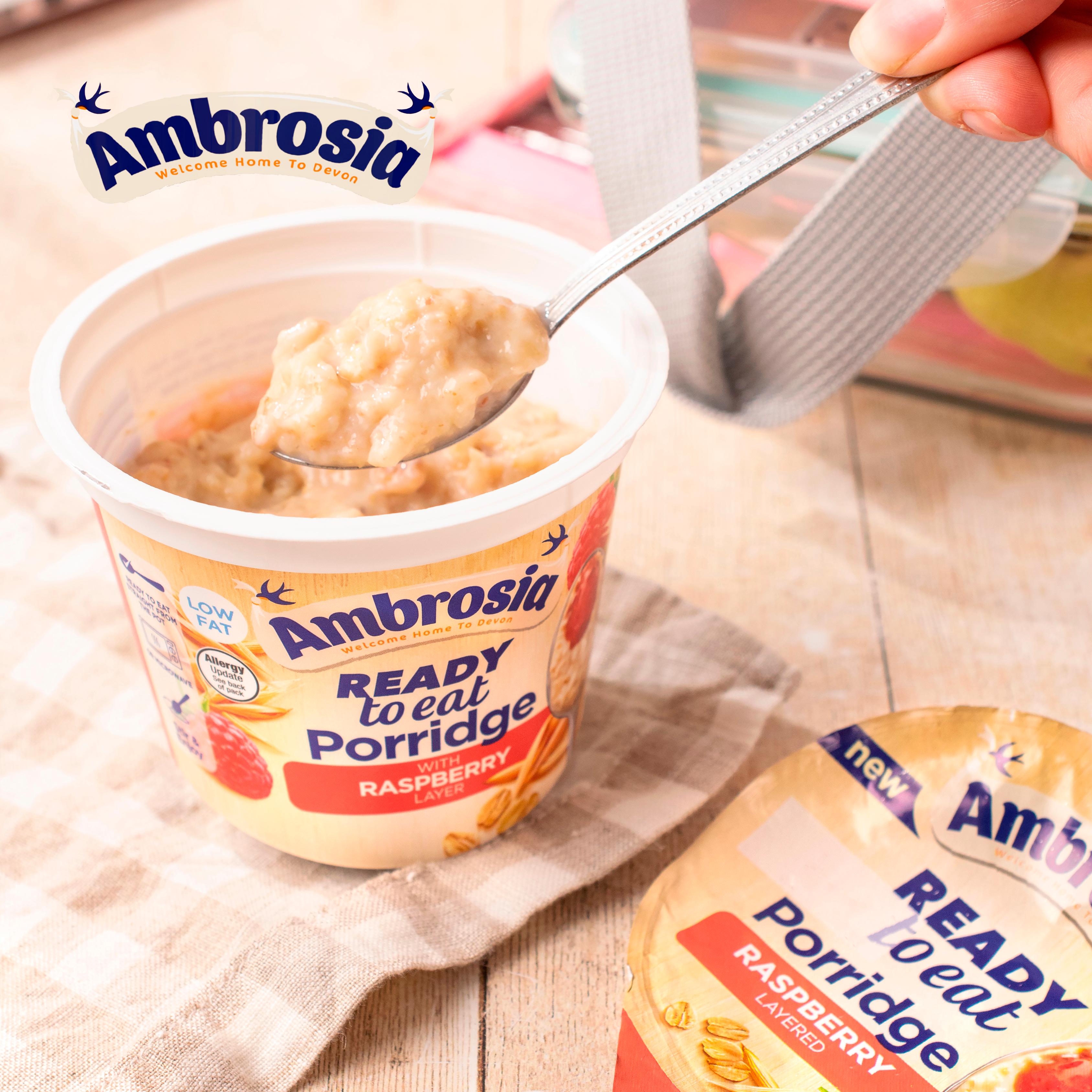 Ambrosia Ready to Eat Porridge Oat Cereal Pot Raspberry Layer 210g thumbnail 4