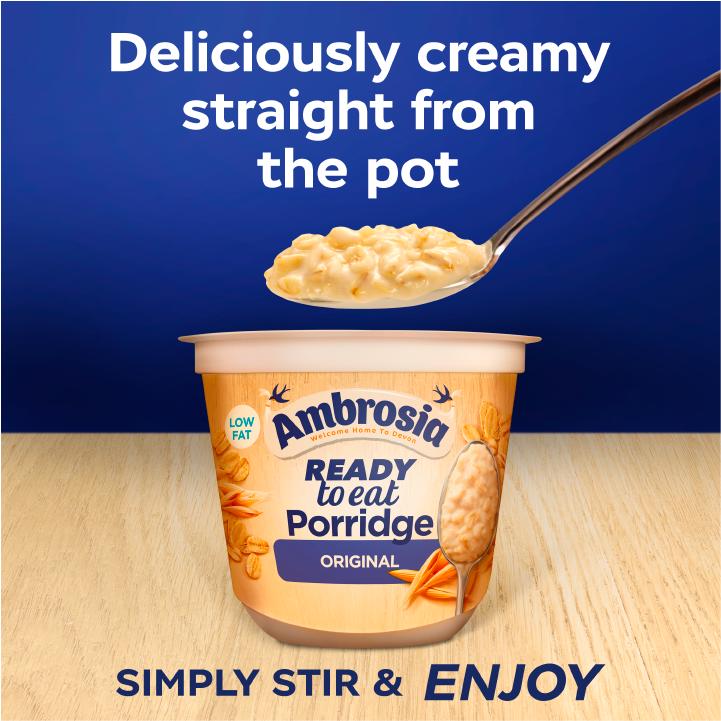 Ambrosia Ready to Eat Porridge Oat Cereal Pot Original 210g thumbnail 2