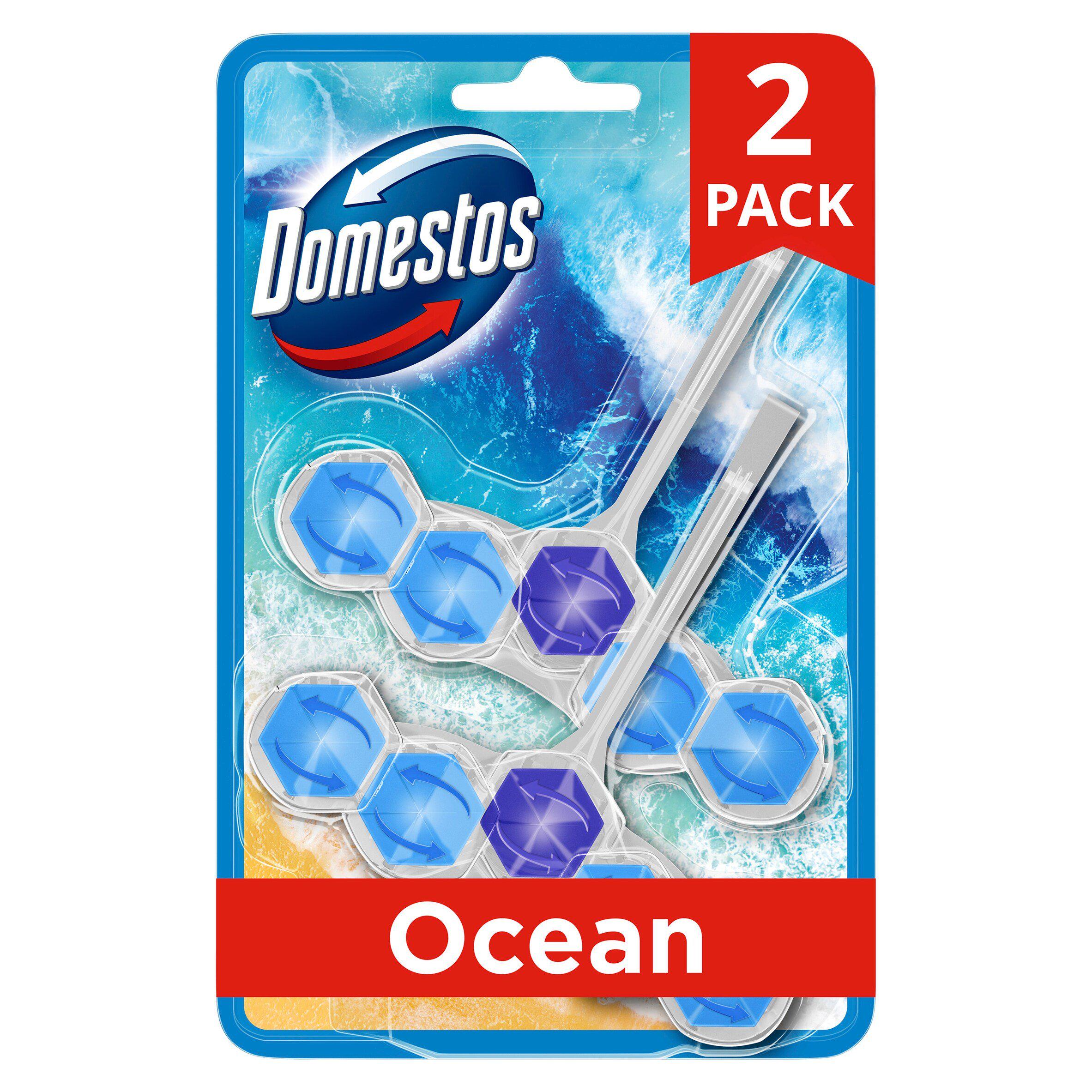 Domestos Power 5 Ocean Toilet Freshener Rim Block Cleaner Duo Pack x2 50g