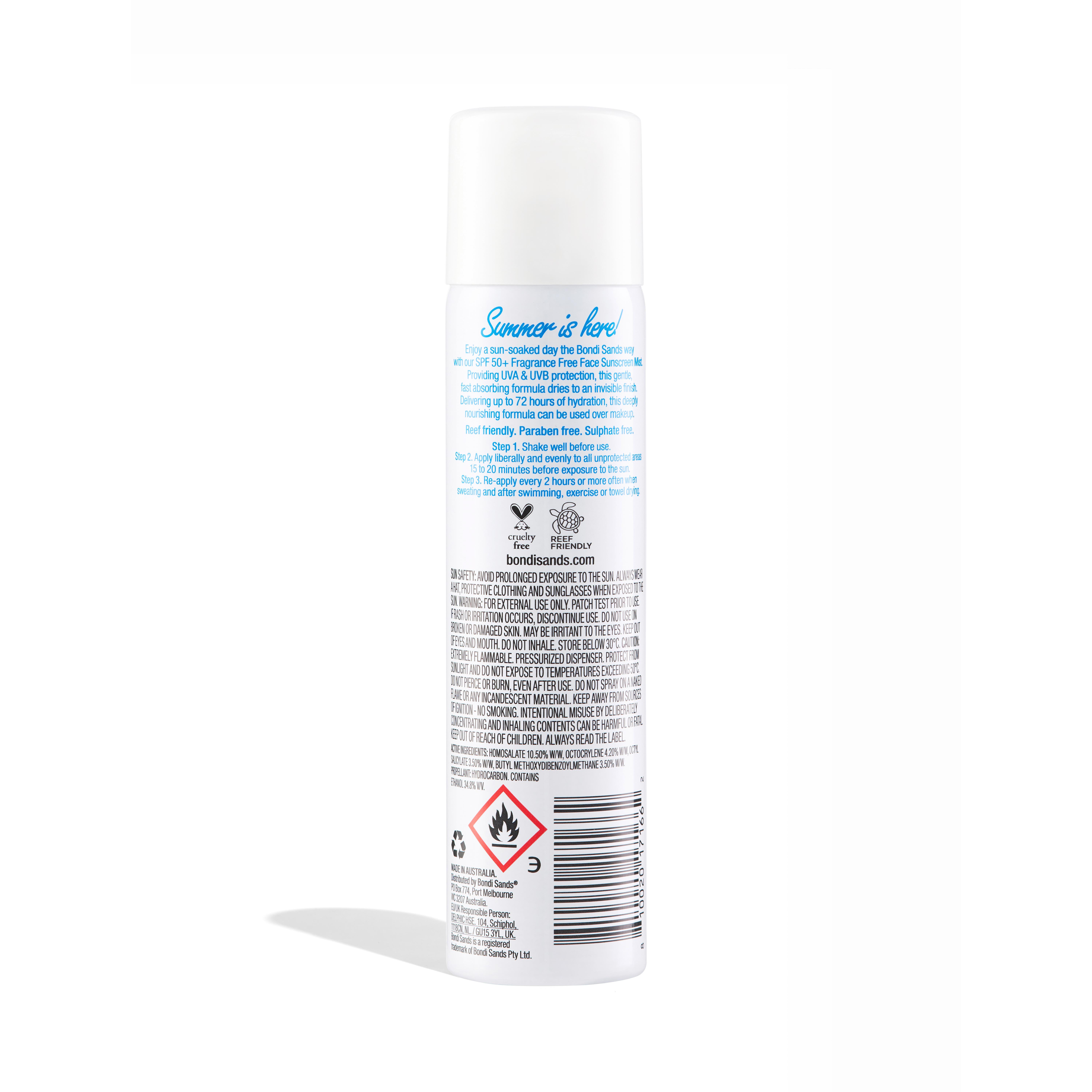 Bondi Sands Face SPF 50+ Fragrance Free Sunscreen Mist 79ml thumbnail 2
