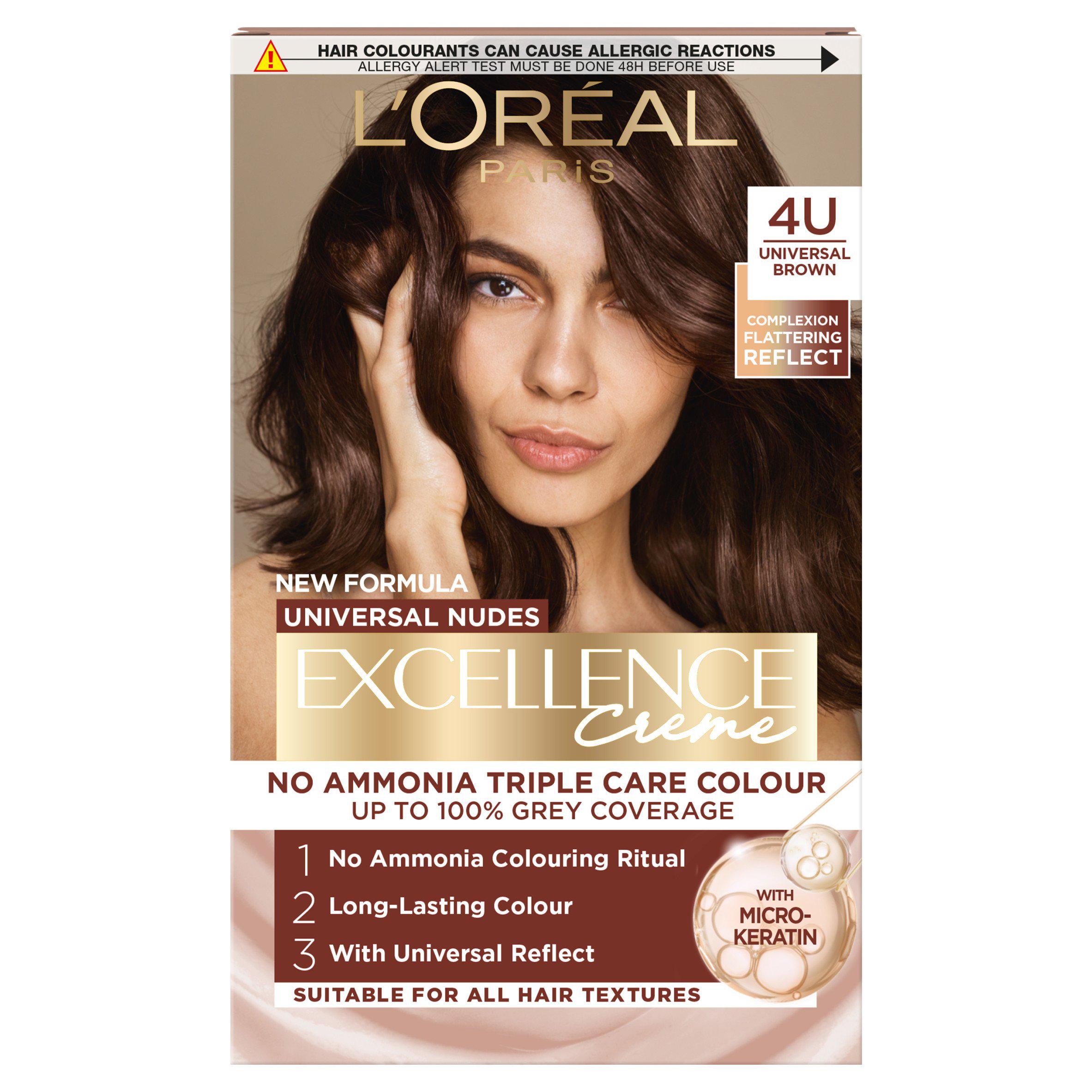 L'Oreal Excellence Universal Nudes Universal Brown 4U with Complexion Flattering Reflects