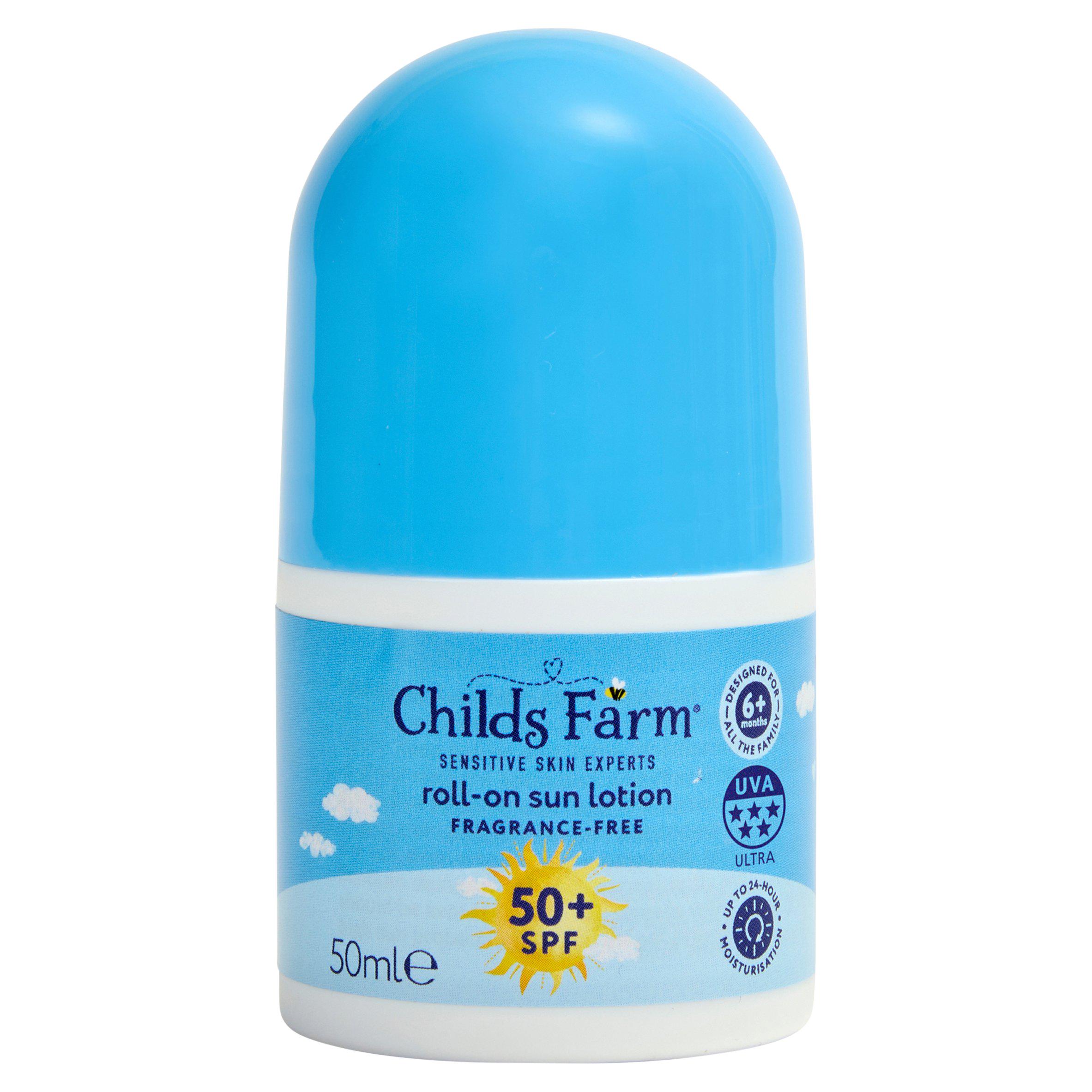 Childs Farm 50ml Sensitive Skin Very High Protection Fragrance Free Kids Roll On SPF 50+ Sun Lotion
