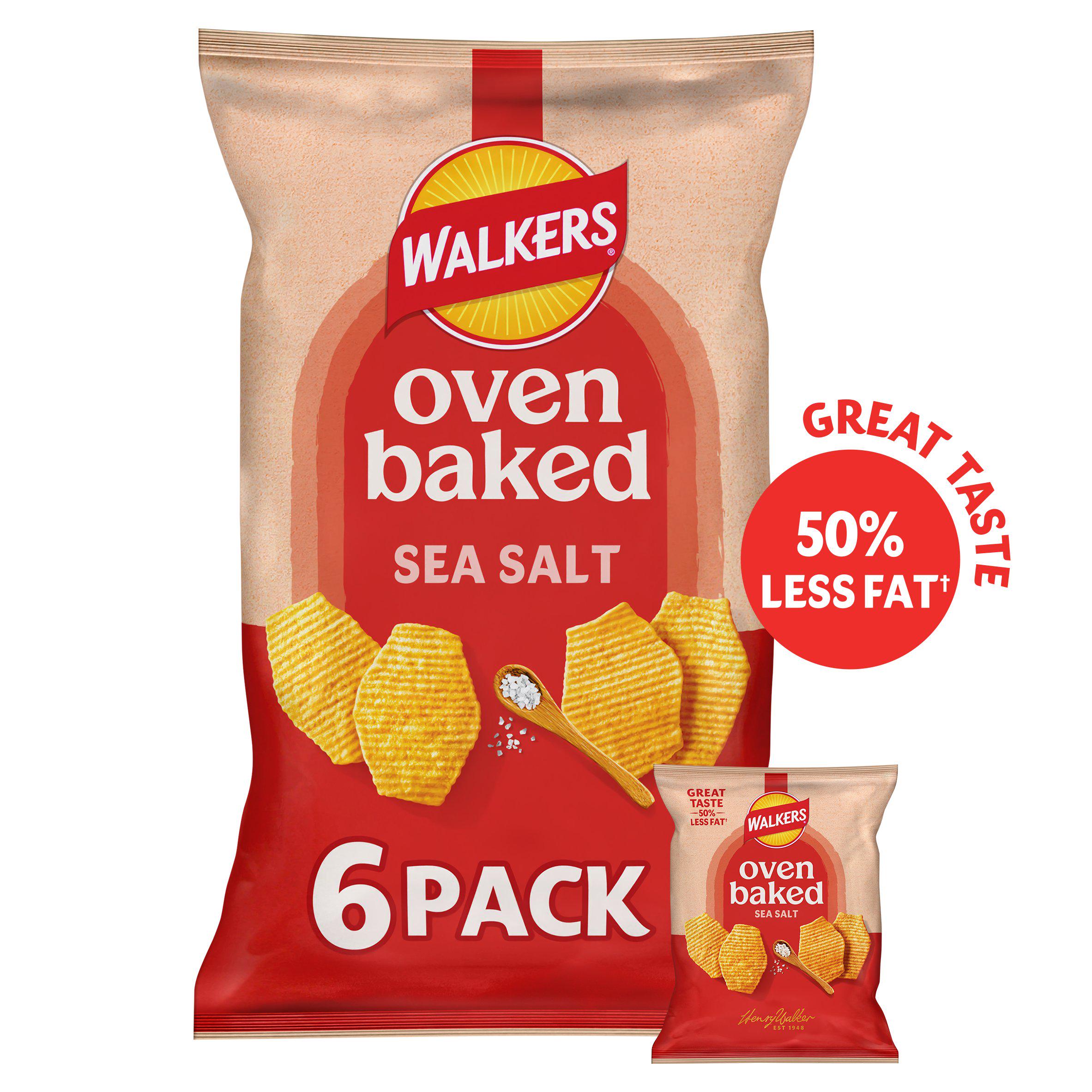 Walkers Baked Ready Salted Multipack Crisps Snacks 6x22g