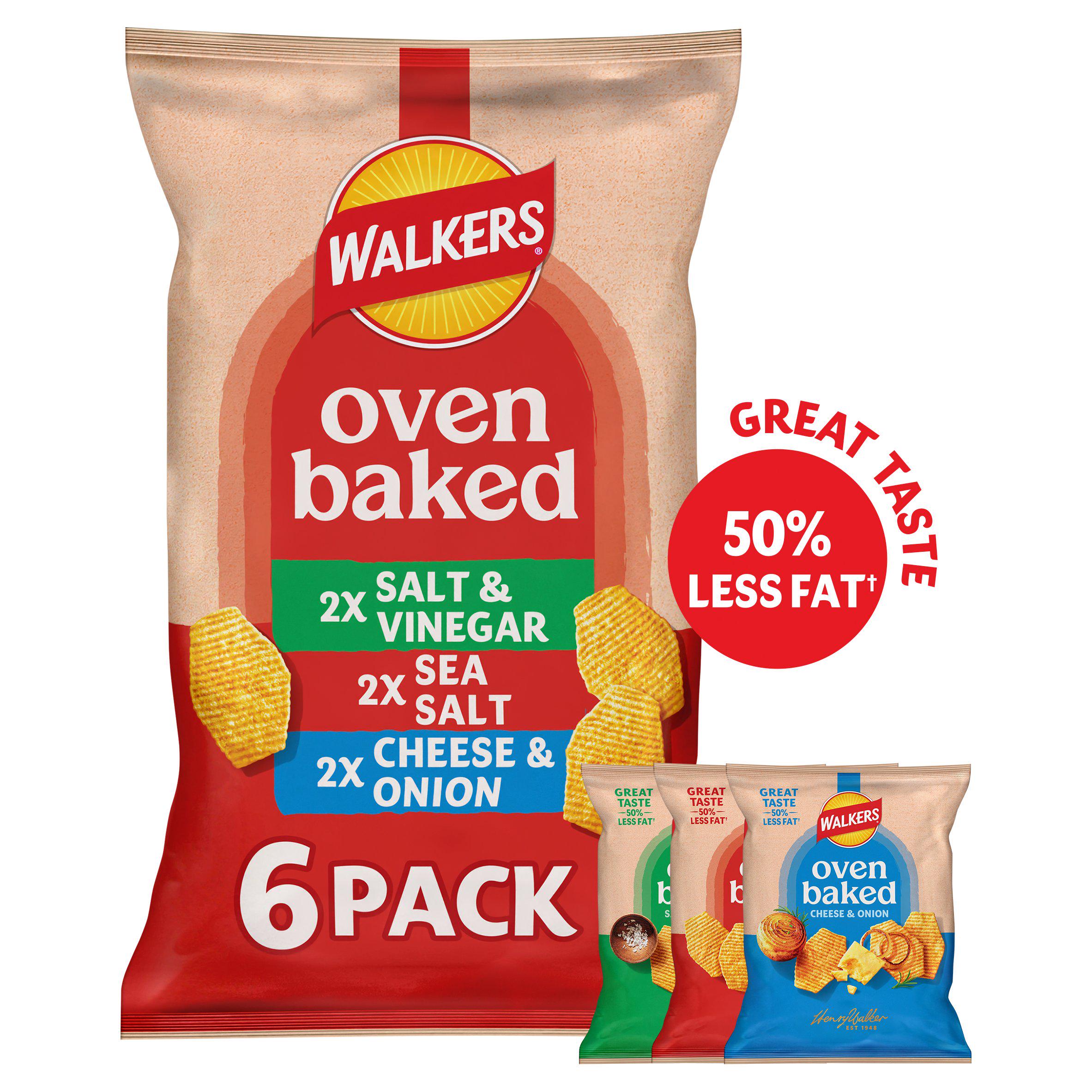 Walkers Baked Variety Multipack Crisps Snacks 6x22g