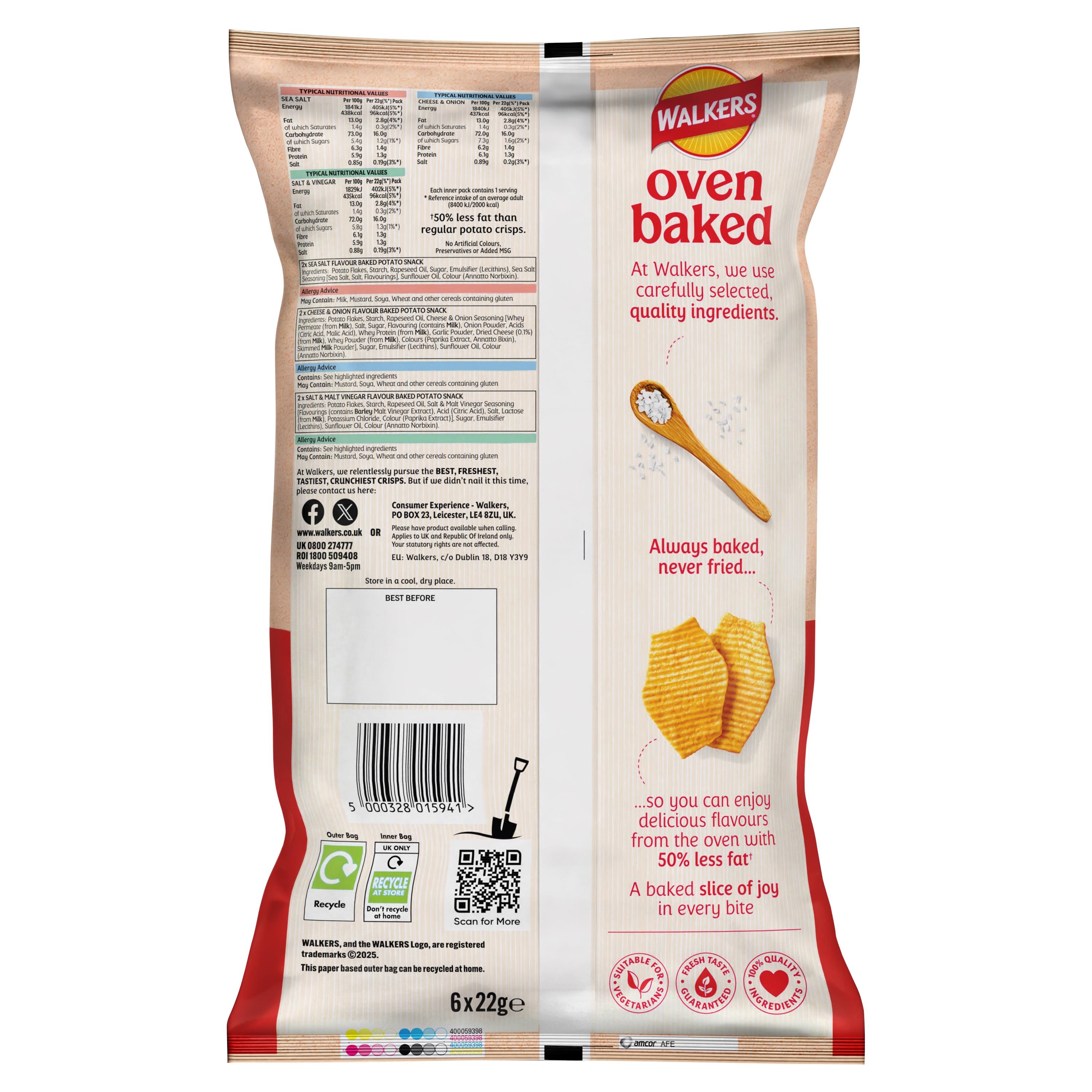 Walkers Baked Variety Multipack Crisps Snacks 6x22g thumbnail 4