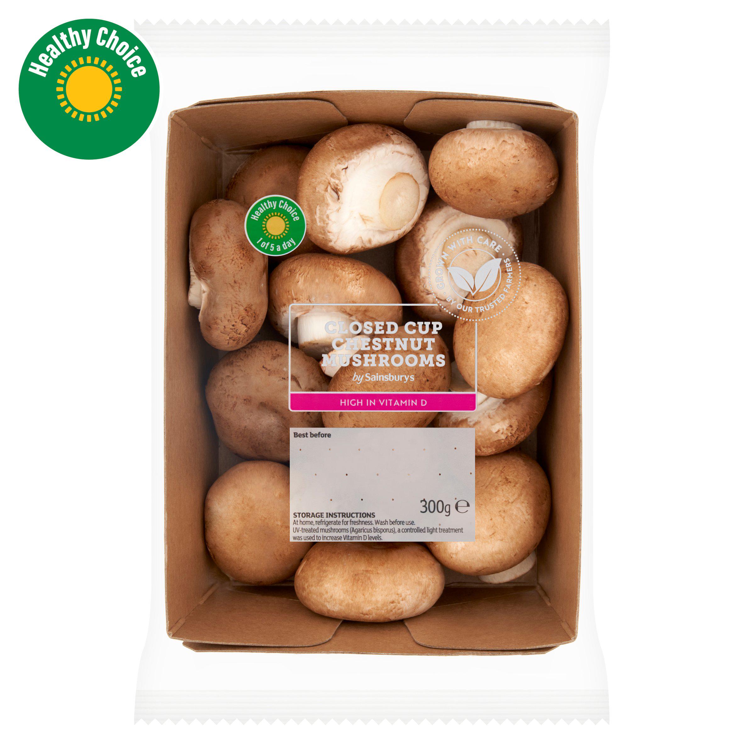 Sainsbury's 300g Closed Cup Chestnut Mushrooms
