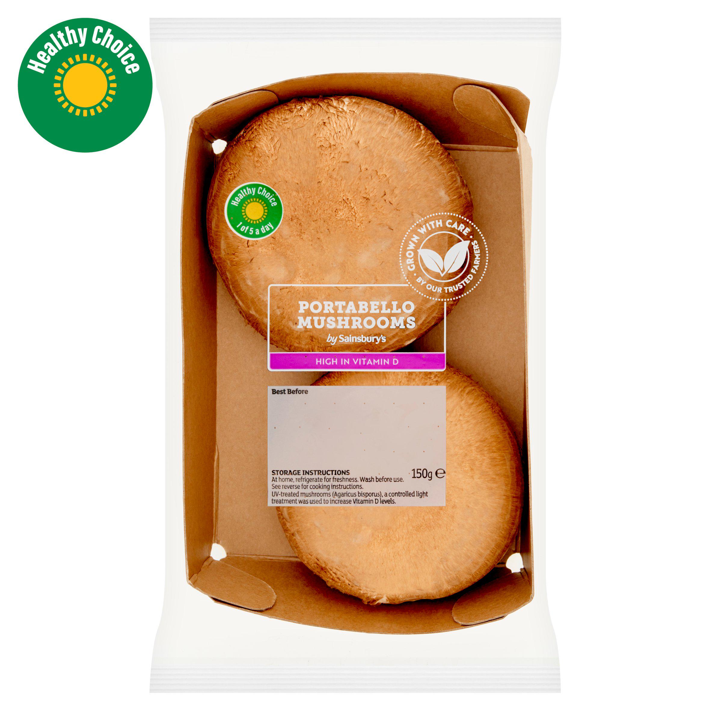 Sainsbury's Portabello Vitamin D Mushrooms 150g