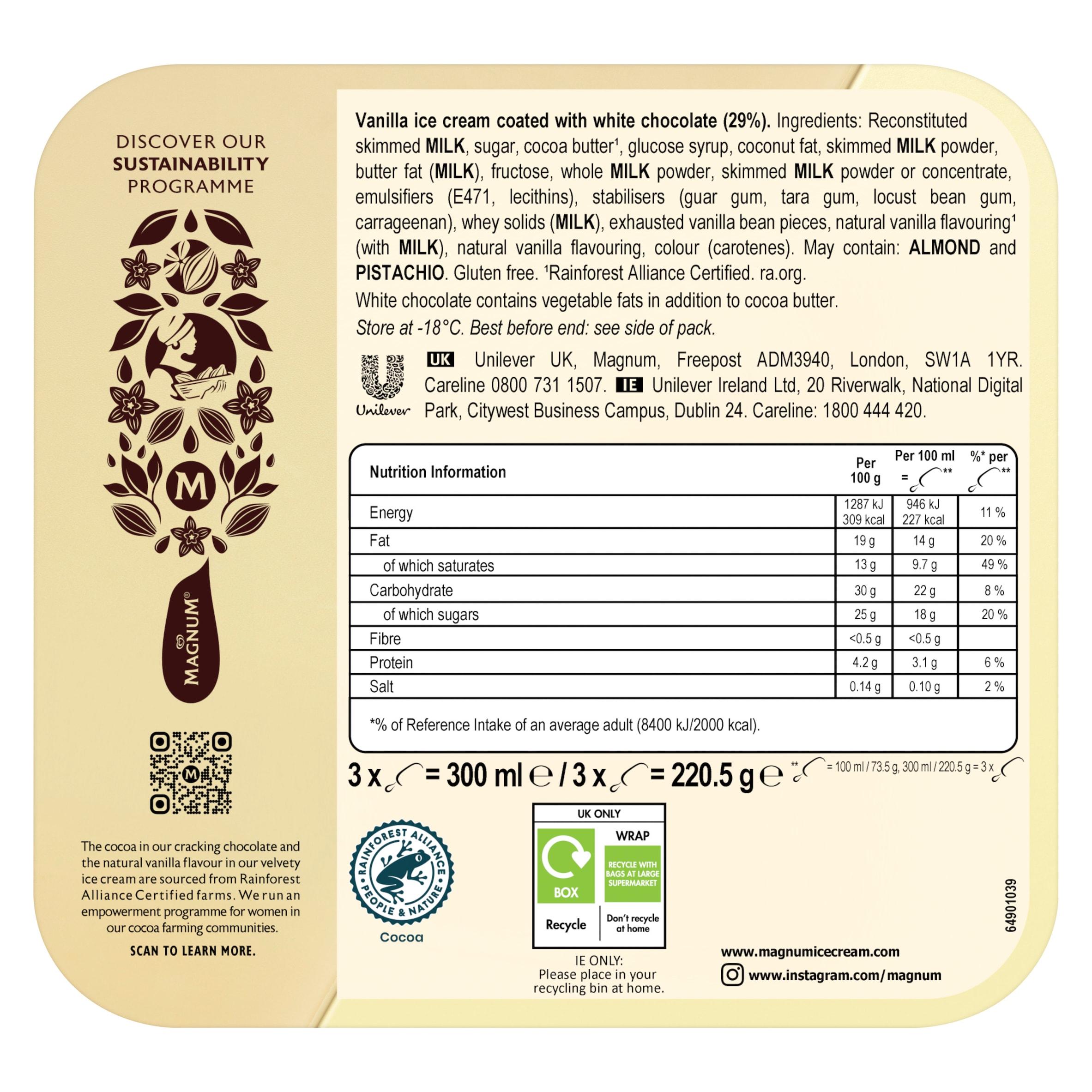 Magnum White Chocolate Ice Cream Sticks 3x100ml thumbnail 3