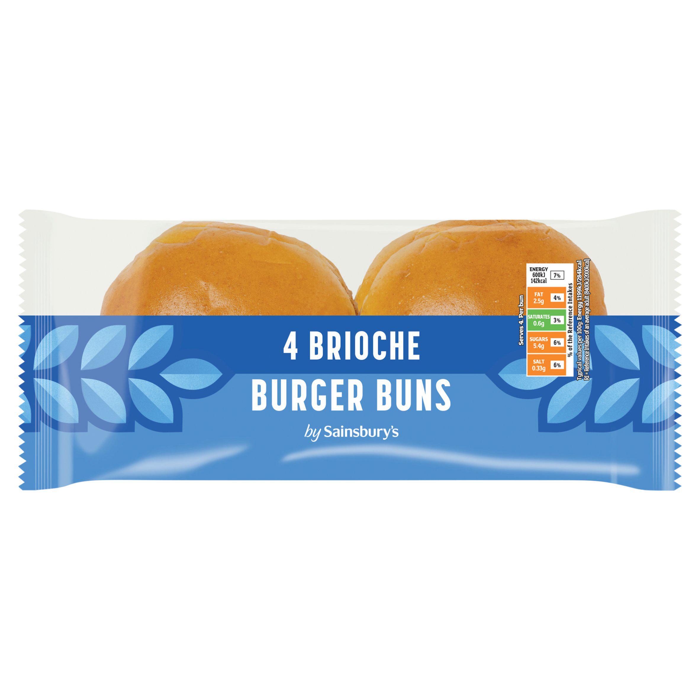 Sainsbury's Brioche Burger Buns Rolls x4