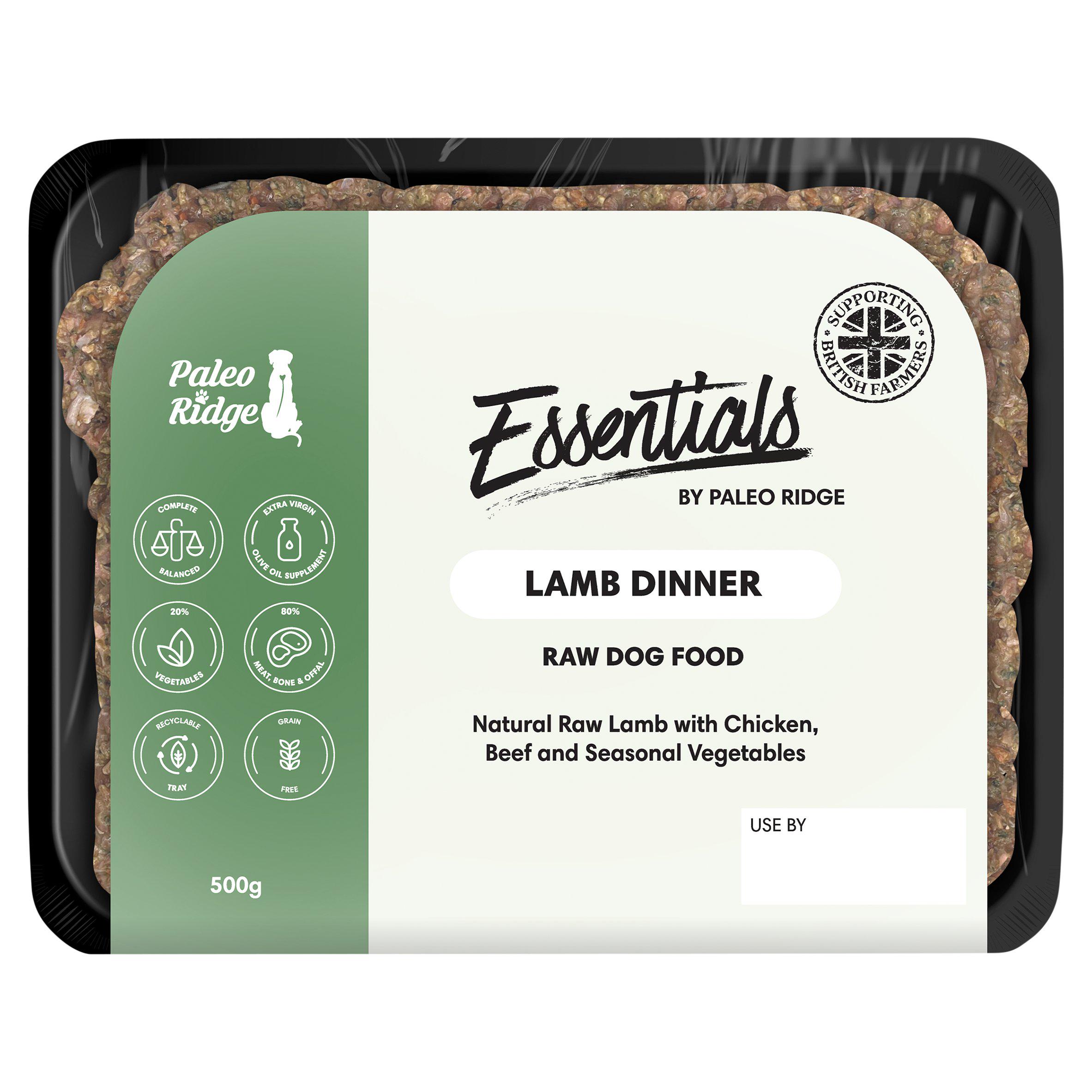 Paleo Ridge Essentials Lamb Dinner Raw Dog Food 500g