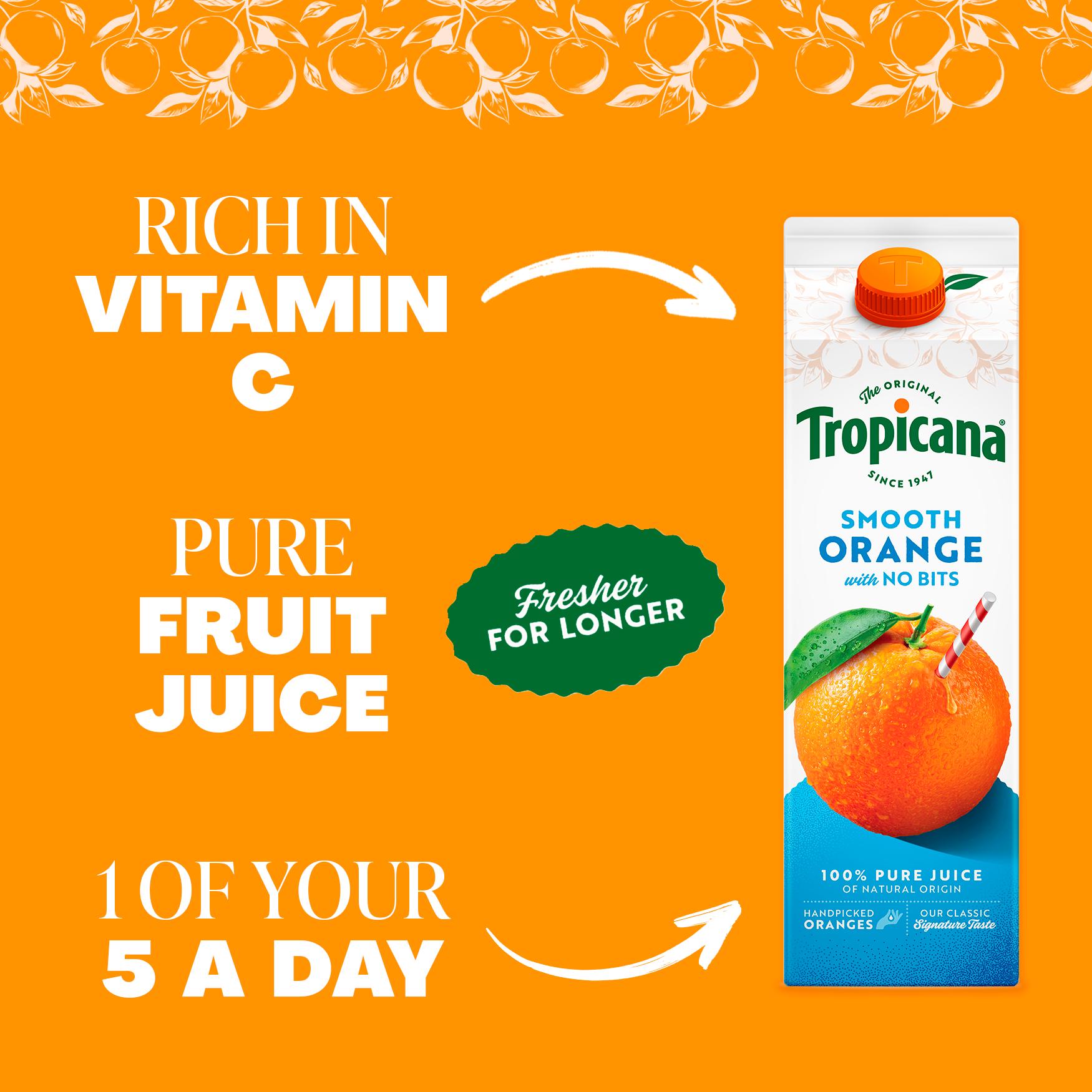 Tropicana Smooth Orange with No Bits 850ml thumbnail 2