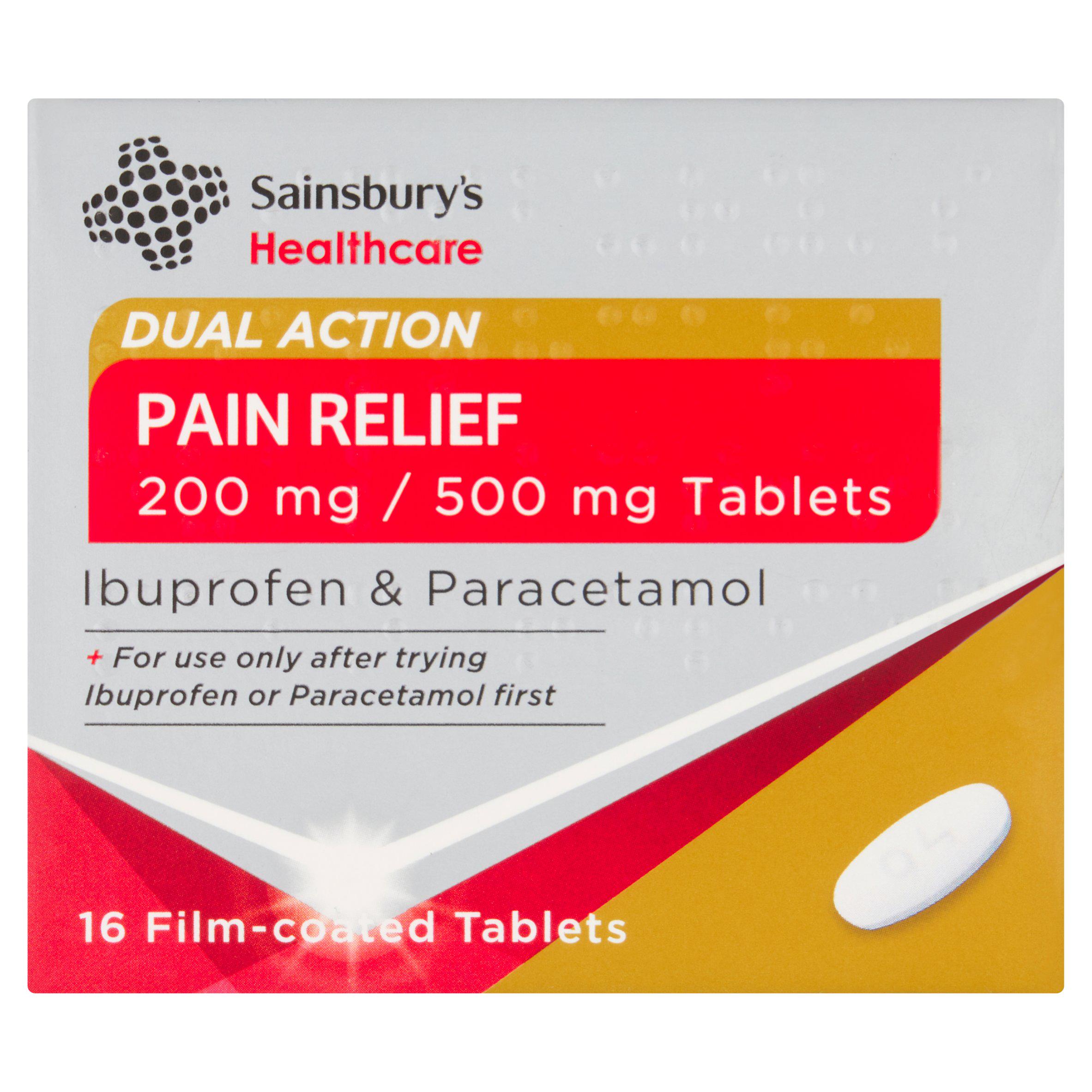Sainsbury's Healthcare Dual Action Pain Relief Ibuprofen & Paracetamol Film Coated Tablets x16