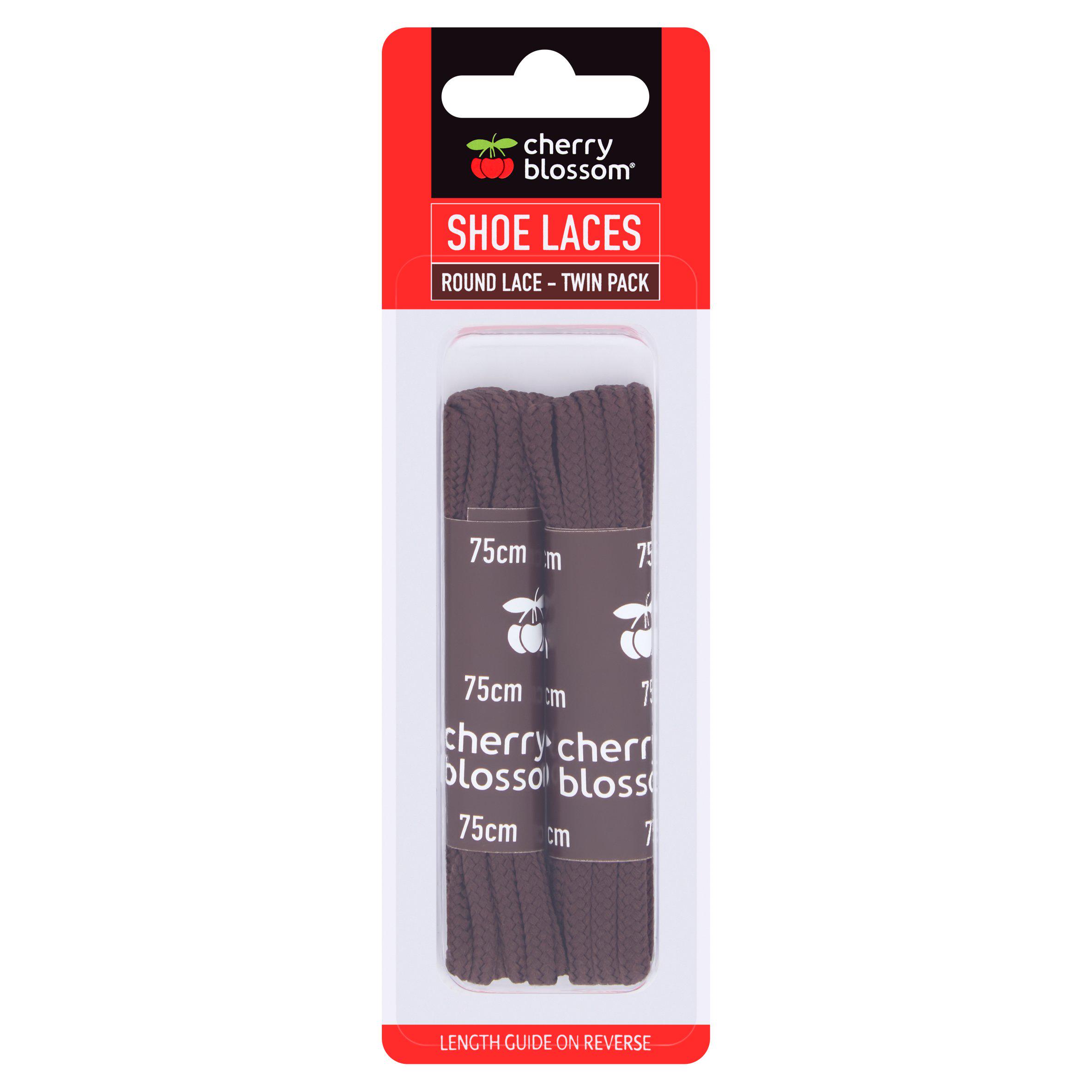 Cherry Blossom Round Shoe Laces Twin Pack Brown 75Cm