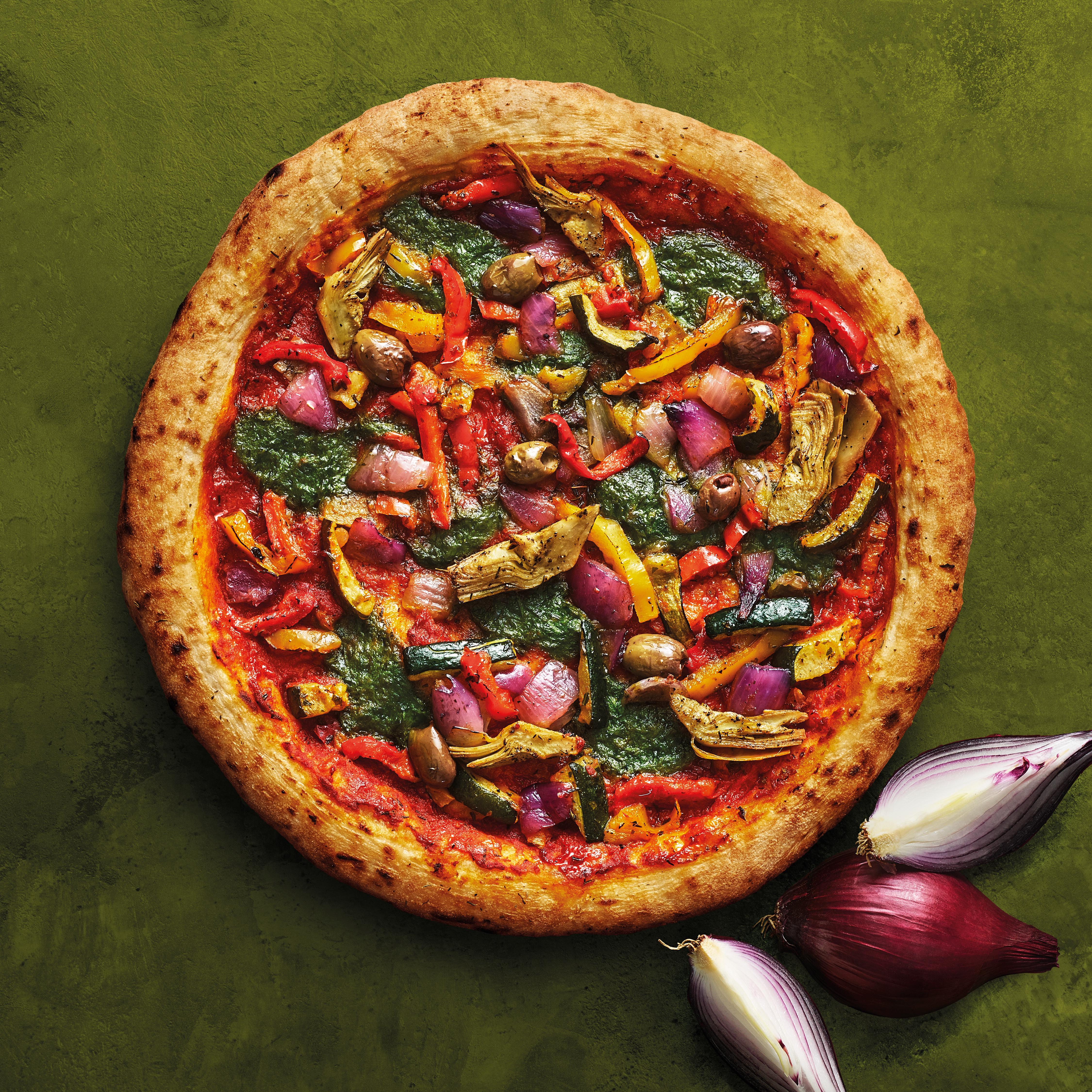 Crosta & Mollica Verdure Sourdough Pizza Grilled Vegetables, Taggiasca Olives & Basil Sauce 471g thumbnail 2