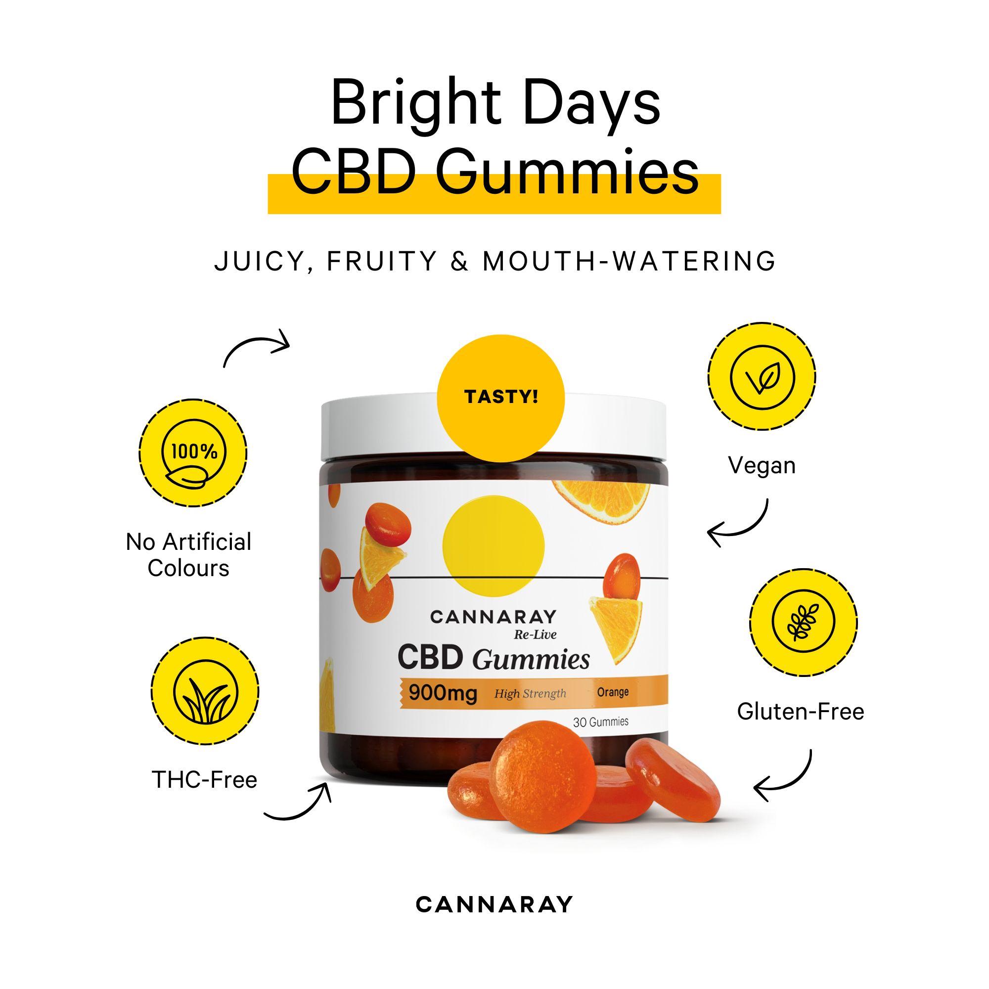 Cannaray Re Live CBD Gummies Orange x30 900mg thumbnail 2