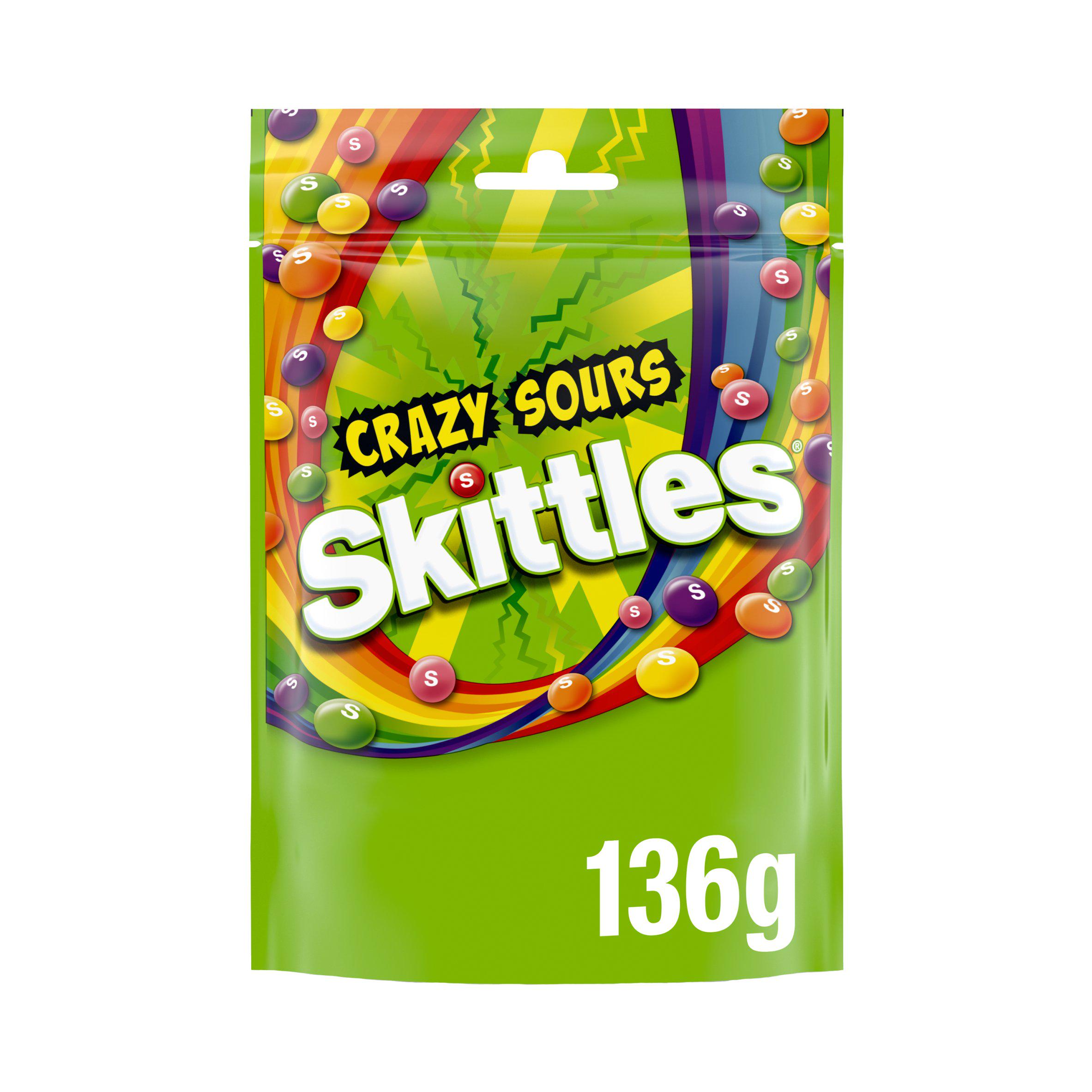 Skittles Vegan Chewy Crazy Sour Sweets Fruit Flavoured Pouch Bag