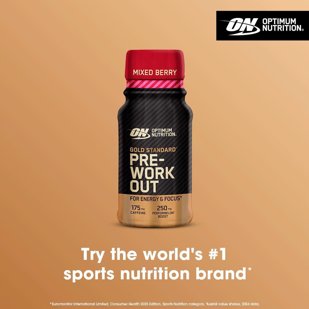 Optimum Nutrition Gold Standard Pre Workout Energy Shot Mixed Berry Flavour single serve 60ml thumbnail 3