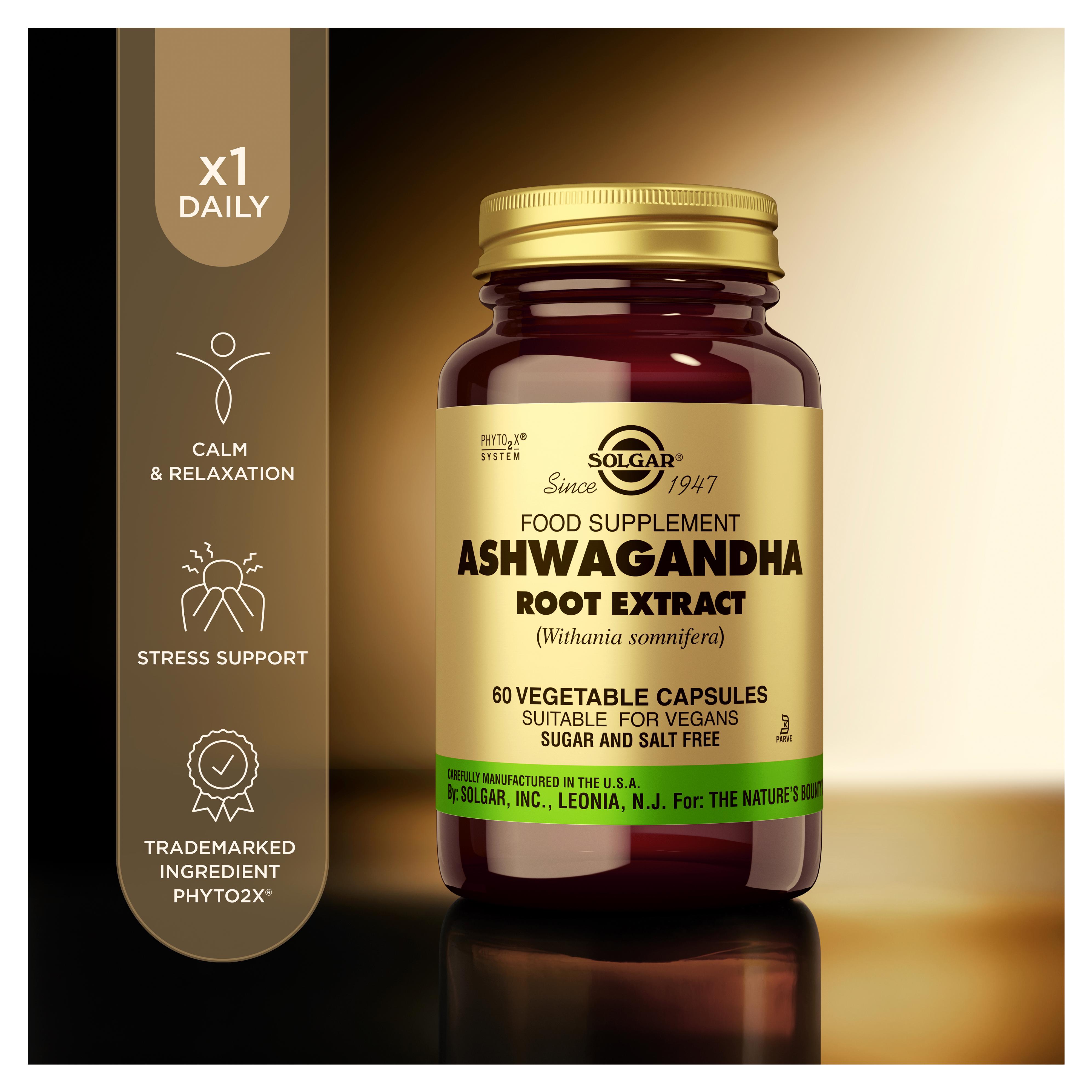 Solgar Food Supplement Ashwagandha Root Extract Vegetable Capsules x60 thumbnail 2