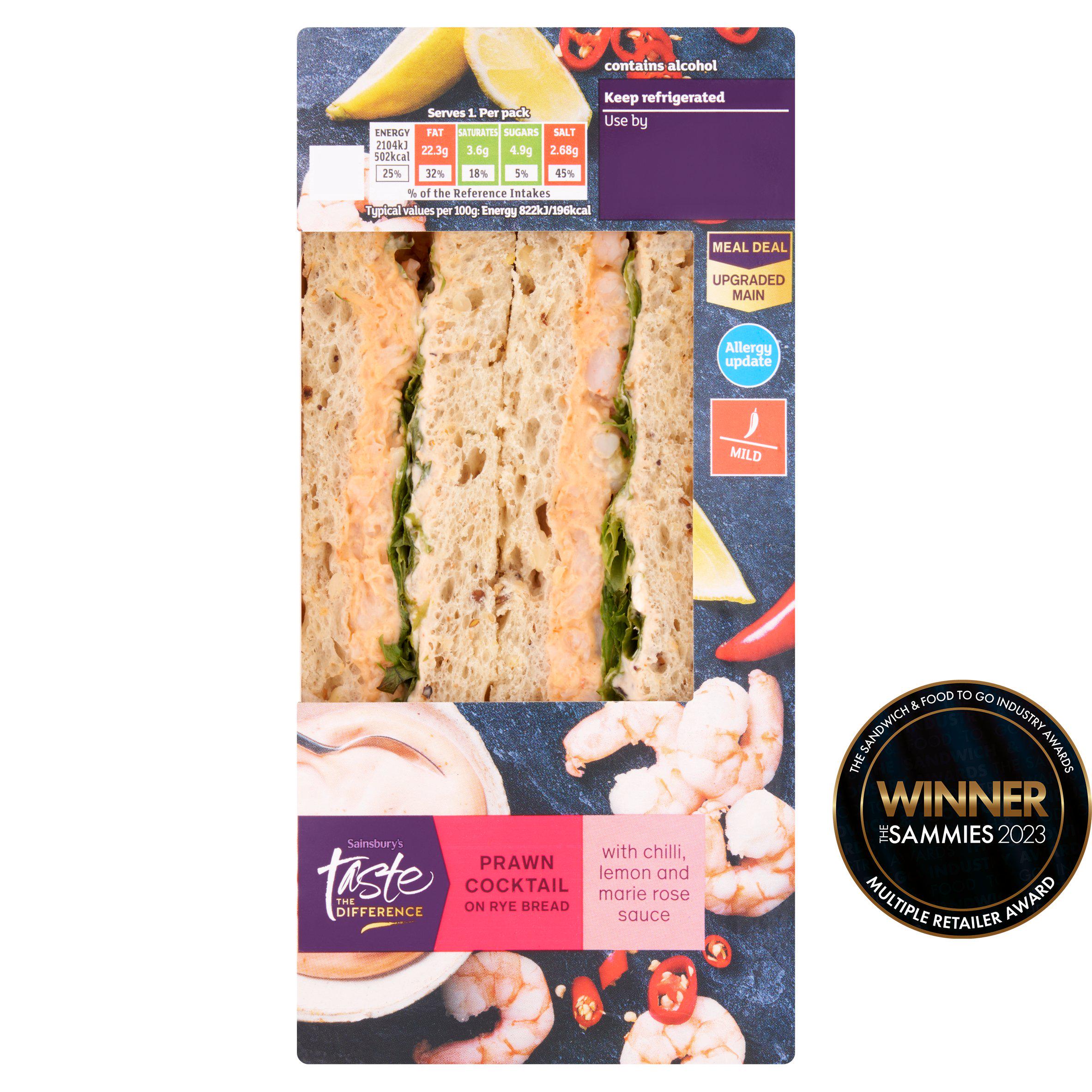 Sainsbury's Prawn Cocktail on Rye Bread Sandwich, Taste the Difference