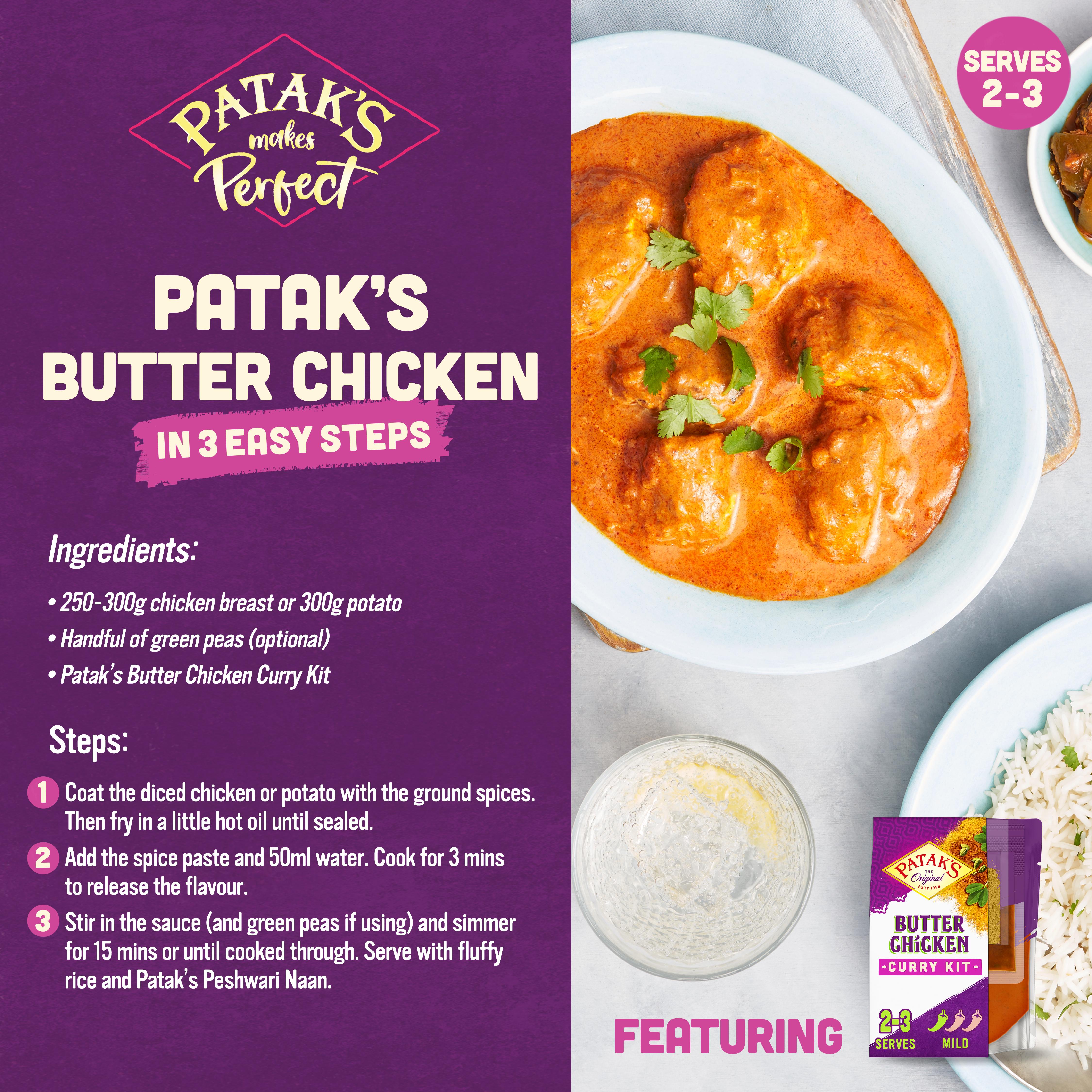 Patak's Old Delhi Style Butter Chicken Curry Sauce Kit 270g thumbnail 2