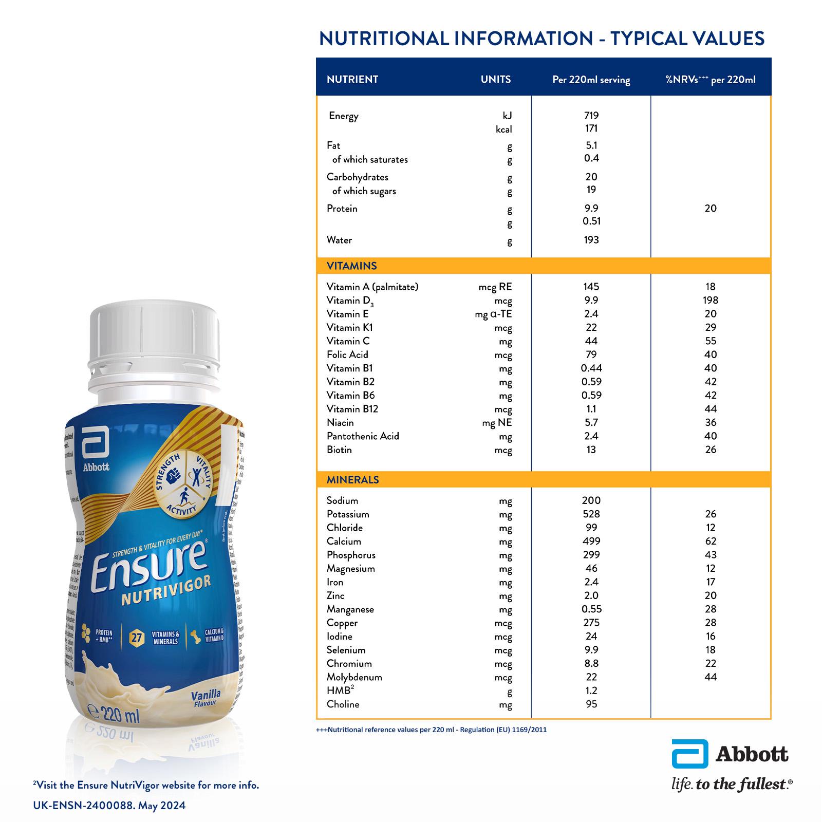 Ensure Nutrivigor Vanilla Flavour Nutritional Ready to Drink Protein Shake 220ml thumbnail 6