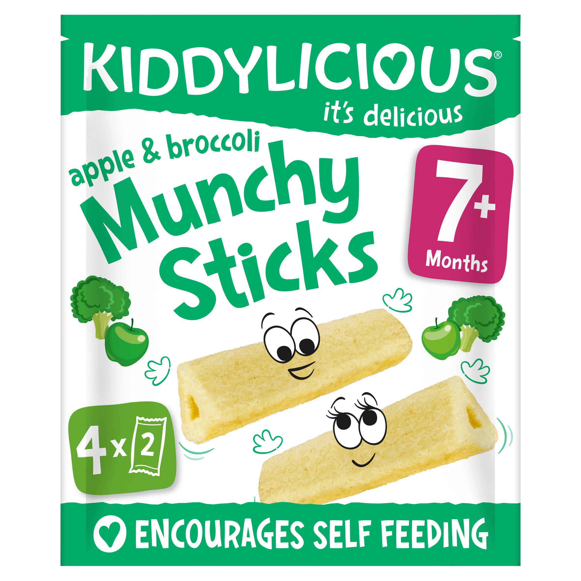 Kiddylicious Apple & Broccoli Munchy Sticks Baby Snacks Multi