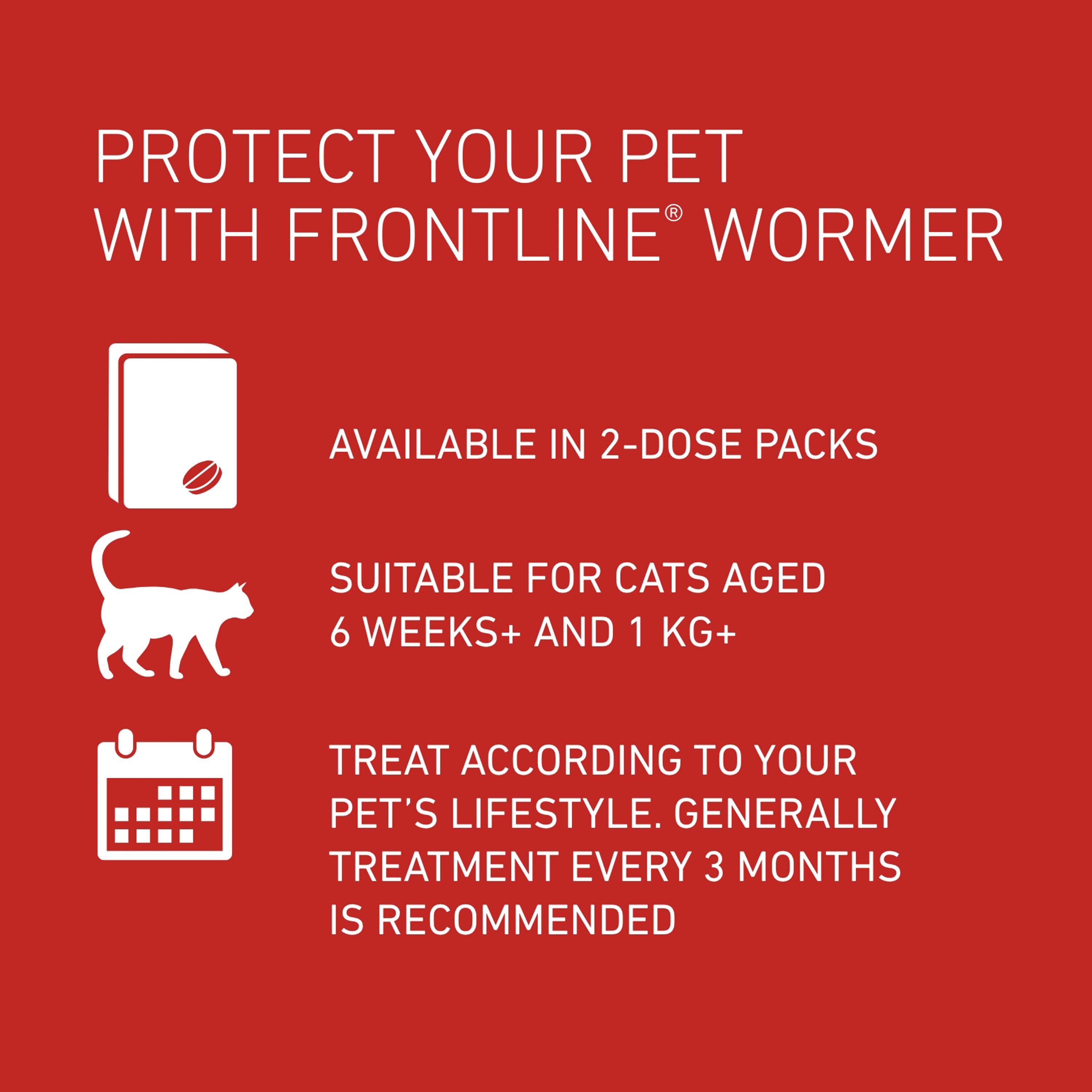 Frontline Wormer Film Coated Flavoured Tablets For Cats x2 230/20mg thumbnail 5