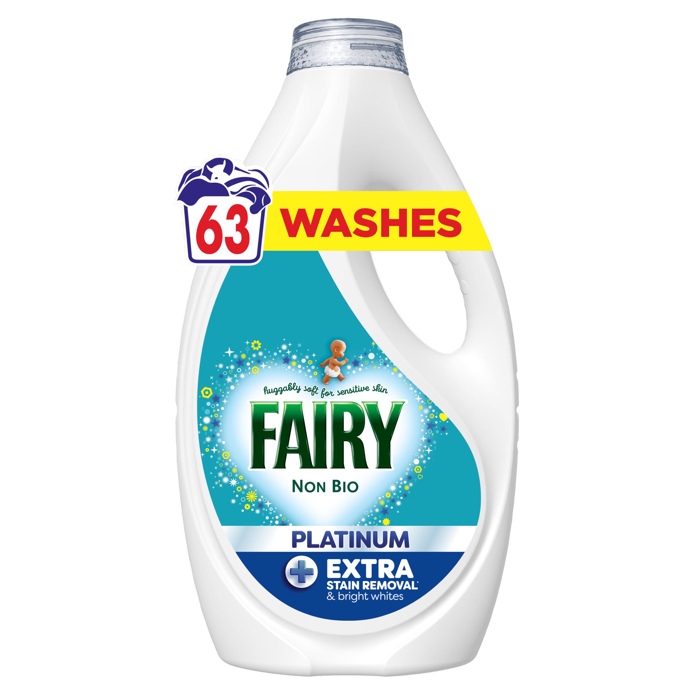 Fairy Non Bio Platinum Stain Removal Laundry Washing Liquid Detergent 63 Washes