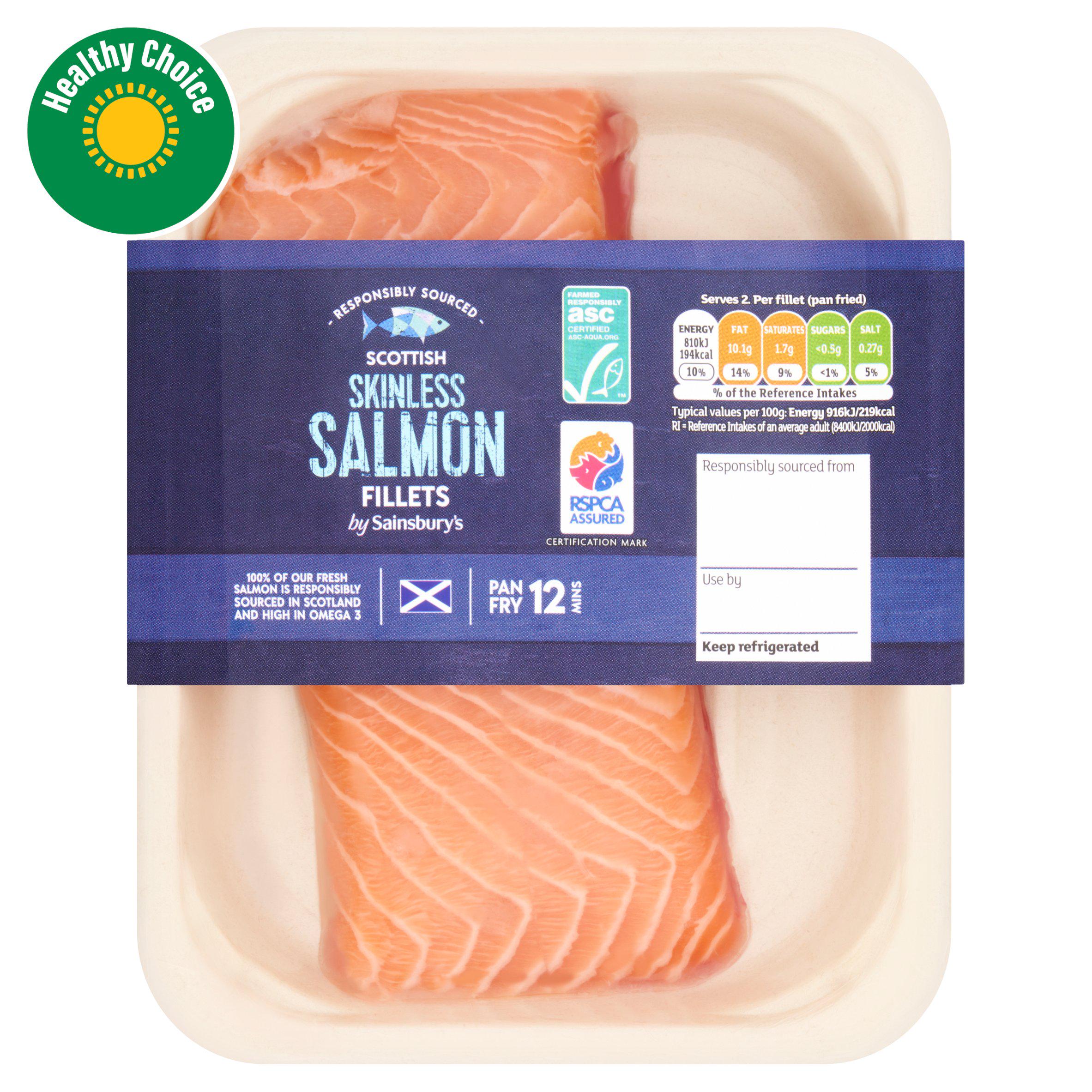 Sainsbury's 2 Skinless Scottish Salmon Fillets 220g