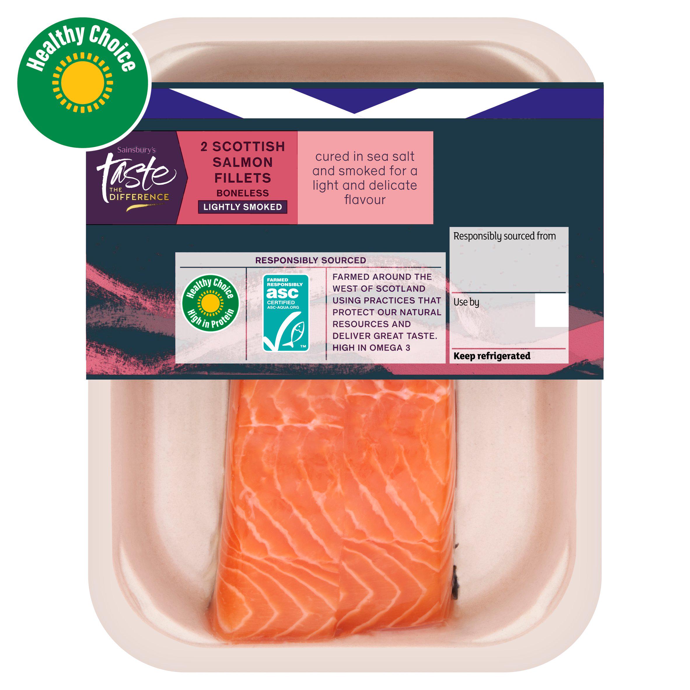 Sainsbury's Skin on ASC lightly Smoked Scottish Salmon Fillets, Taste the Difference x2 240g
