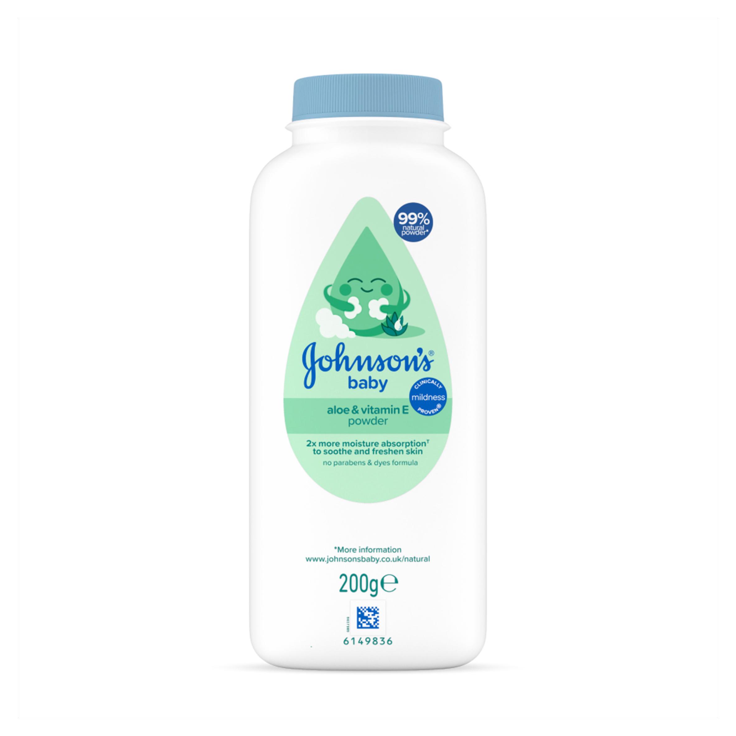 Johnson's Baby Natural Cornstarch Powder with Aloe & Vitamin E 200g thumbnail 2