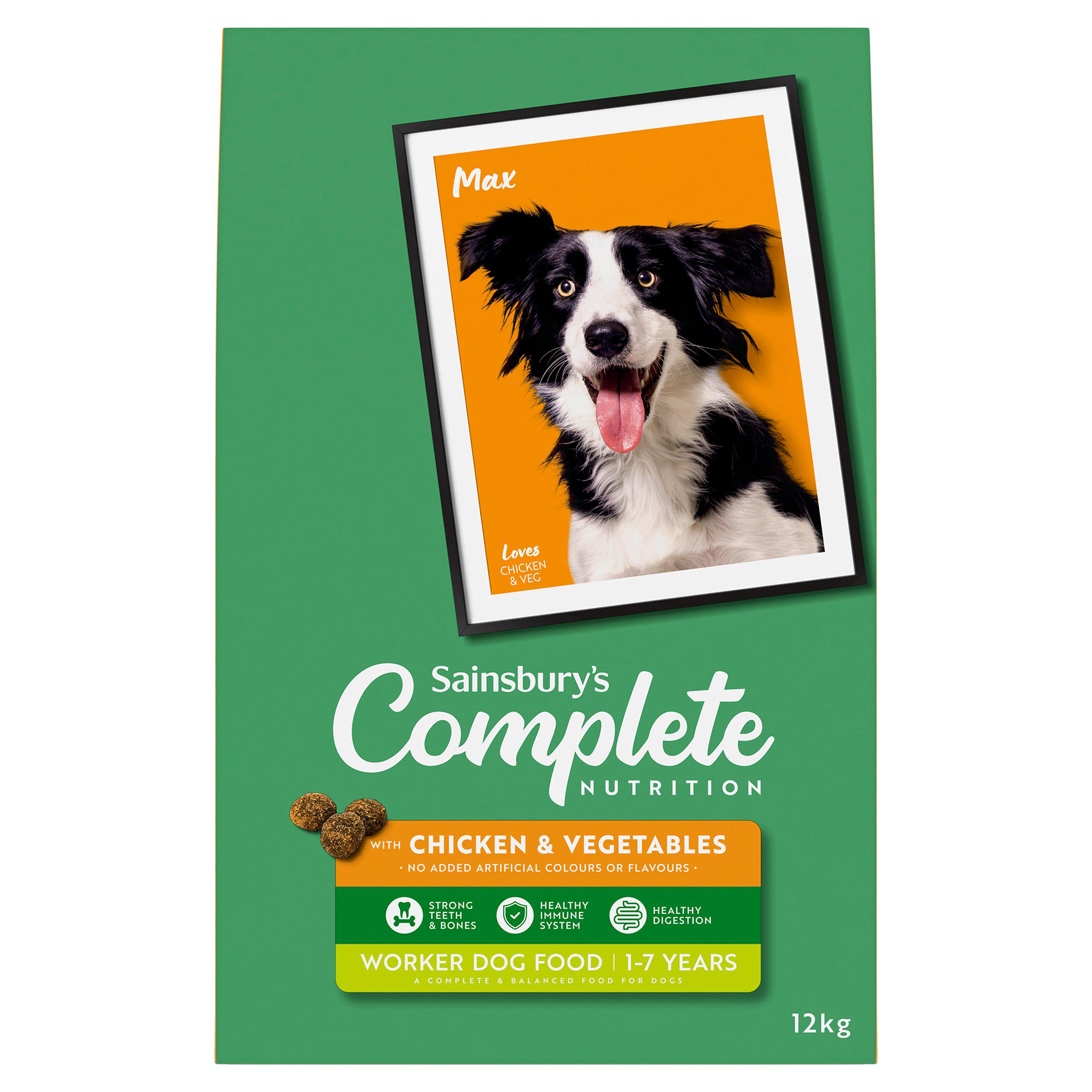 Sainsbury's 12kg Complete Nutrition with Chicken & Vegetables 1 - 7 Years Worker Dog Food