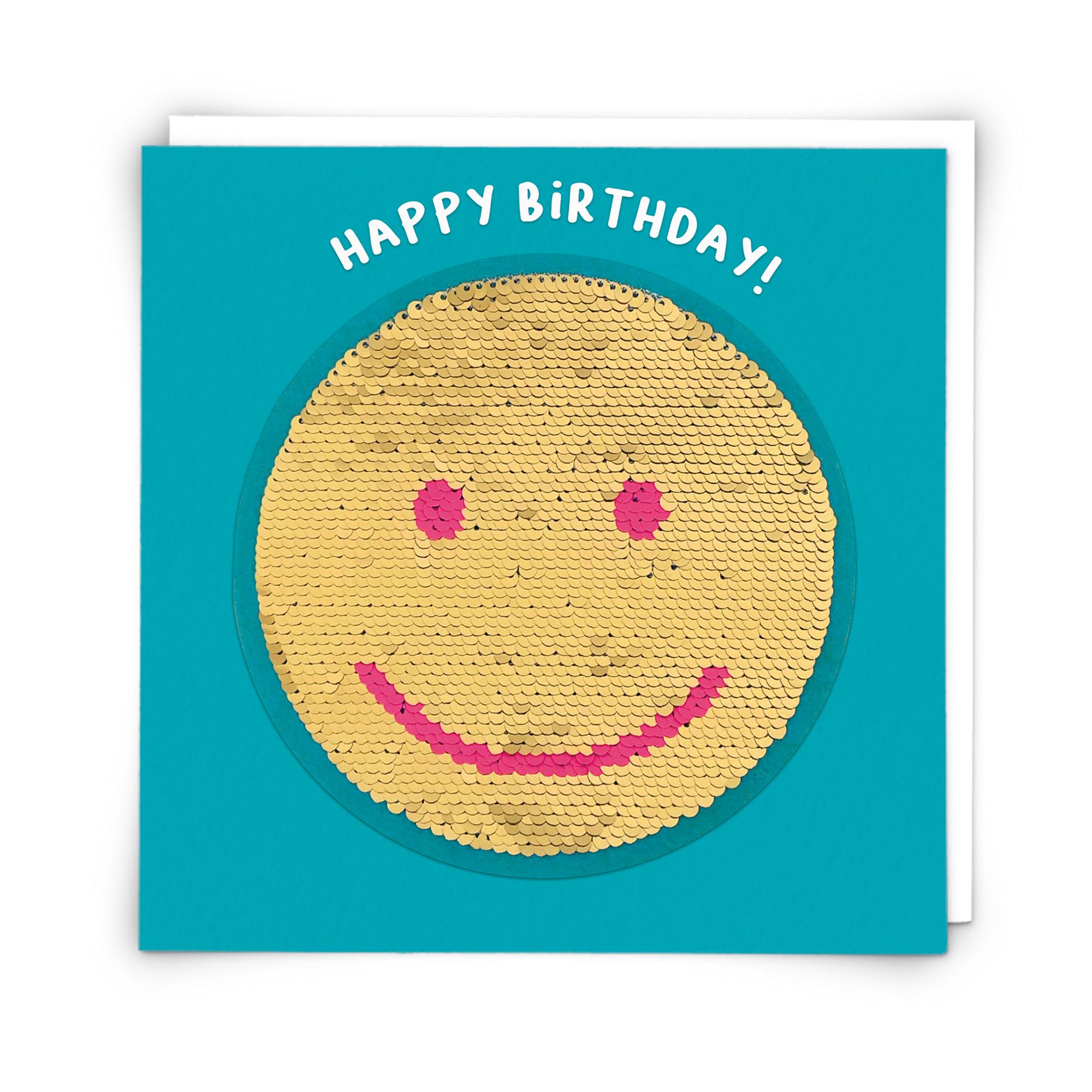 Redback Cards Happy Birthday Greeting Card with Smiley Seqin Face