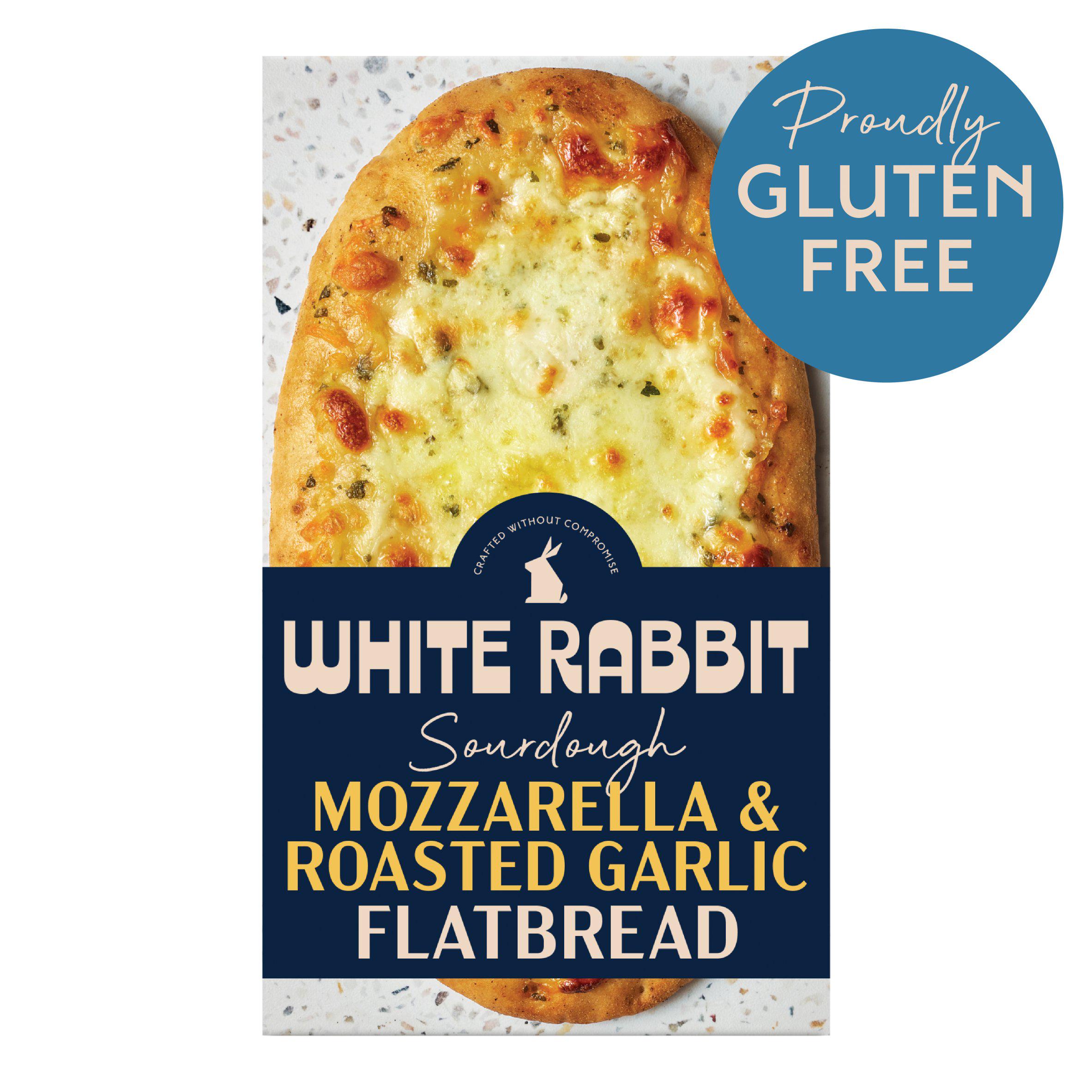 White Rabbit Gluten Free Mozzarella & Roasted Garlic Flatbread 210g